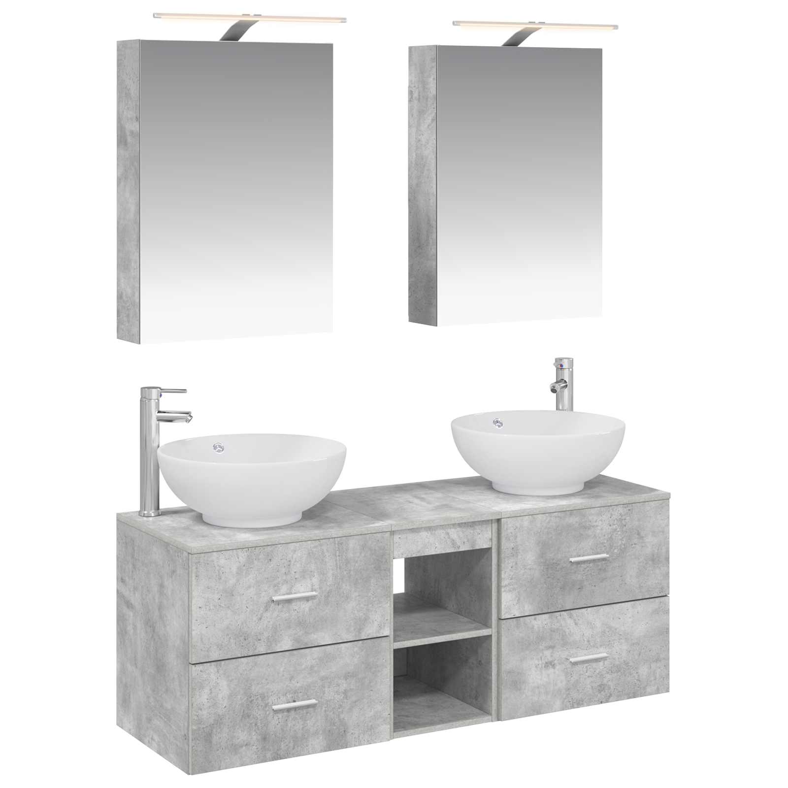 vidaXL Badkamermeubelset 5 pcs Wit Bewerkt hout en glas