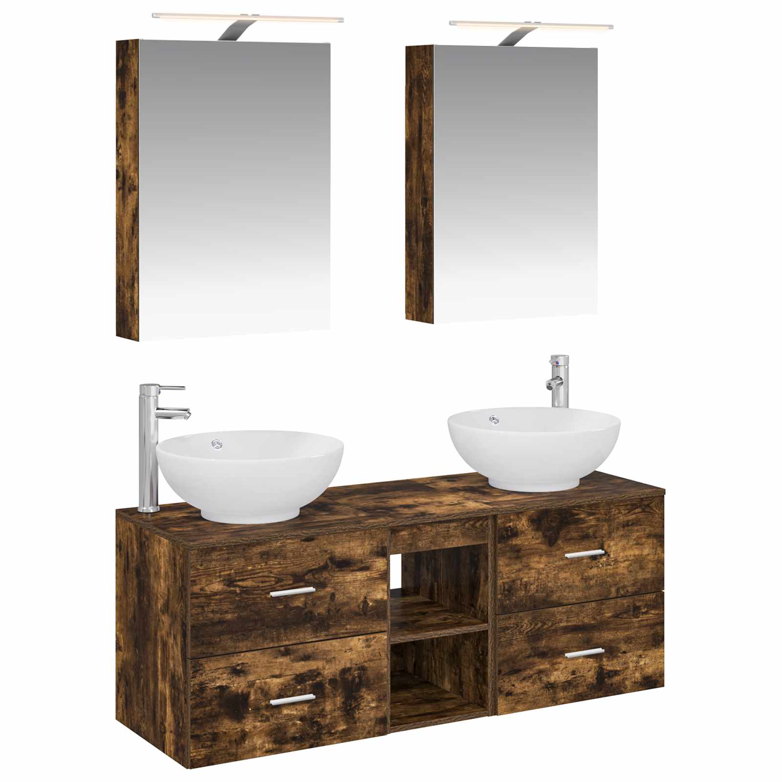vidaXL Badkamermeubelset 5 pcs Wit Bewerkt hout en glas