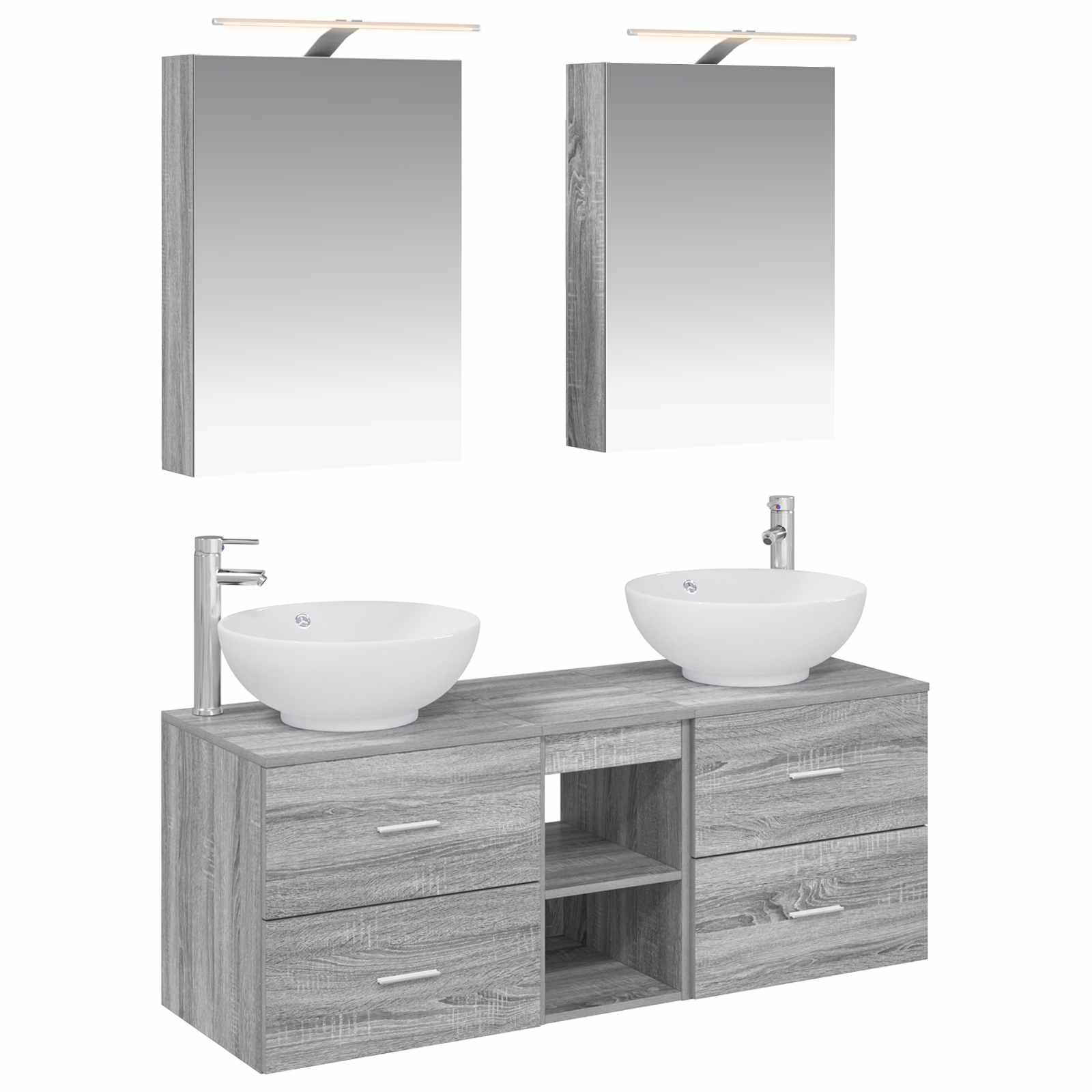 vidaXL Badkamermeubelset 5 pcs Wit Bewerkt hout en glas