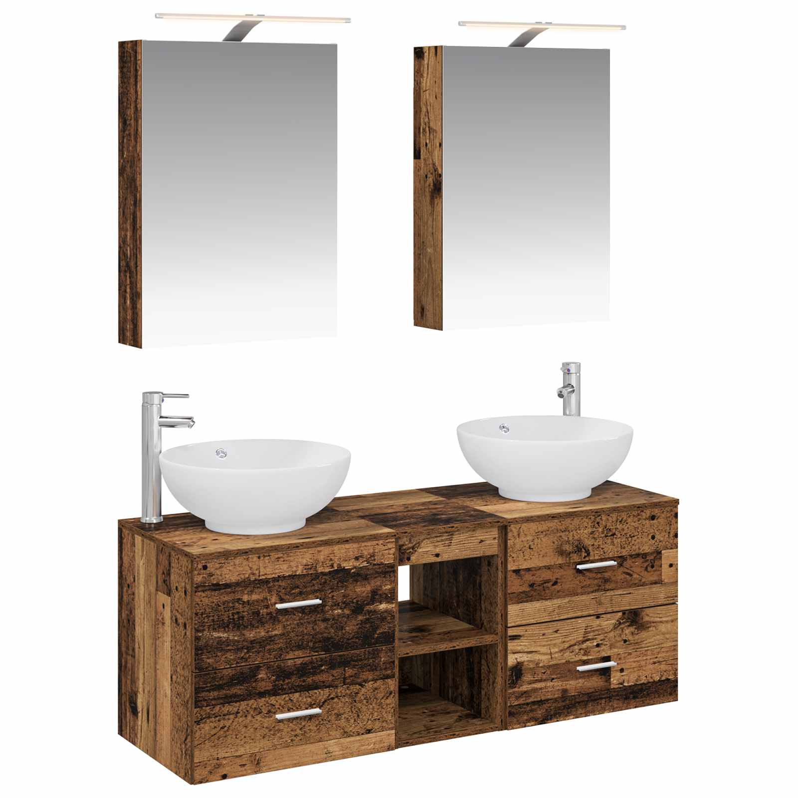 vidaXL Badkamermeubelset 5 pcs Wit Bewerkt hout en glas
