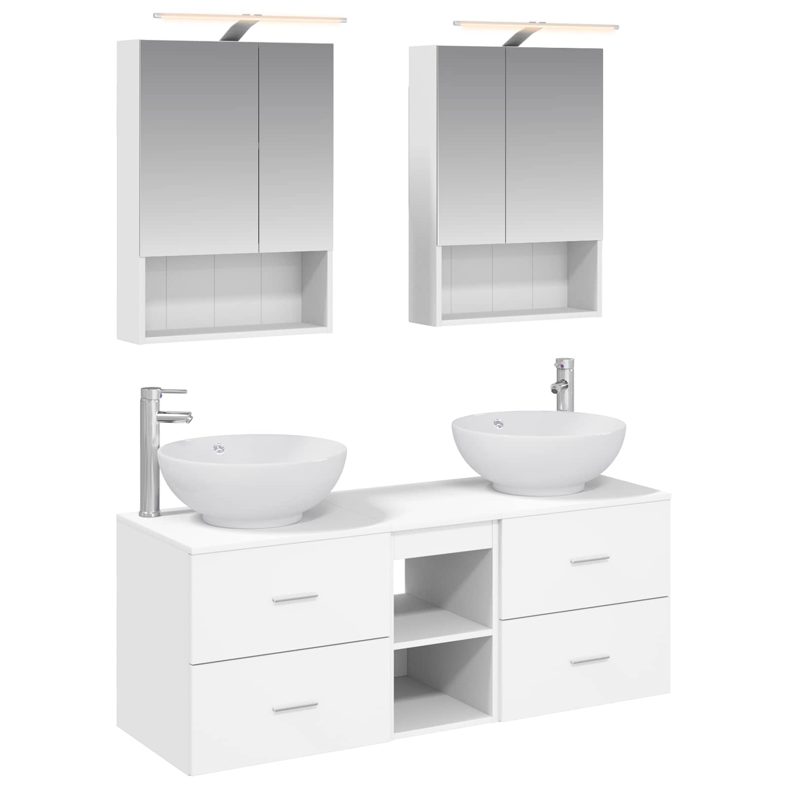 vidaXL Badkamermeubelset 5 pcs Wit Bewerkt hout en glas