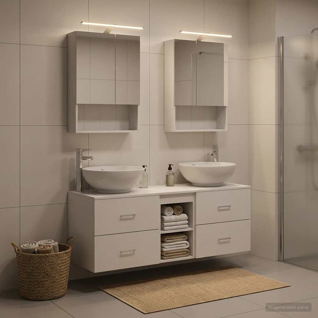 vidaXL Badkamermeubelset 5 pcs Wit Bewerkt hout en glas