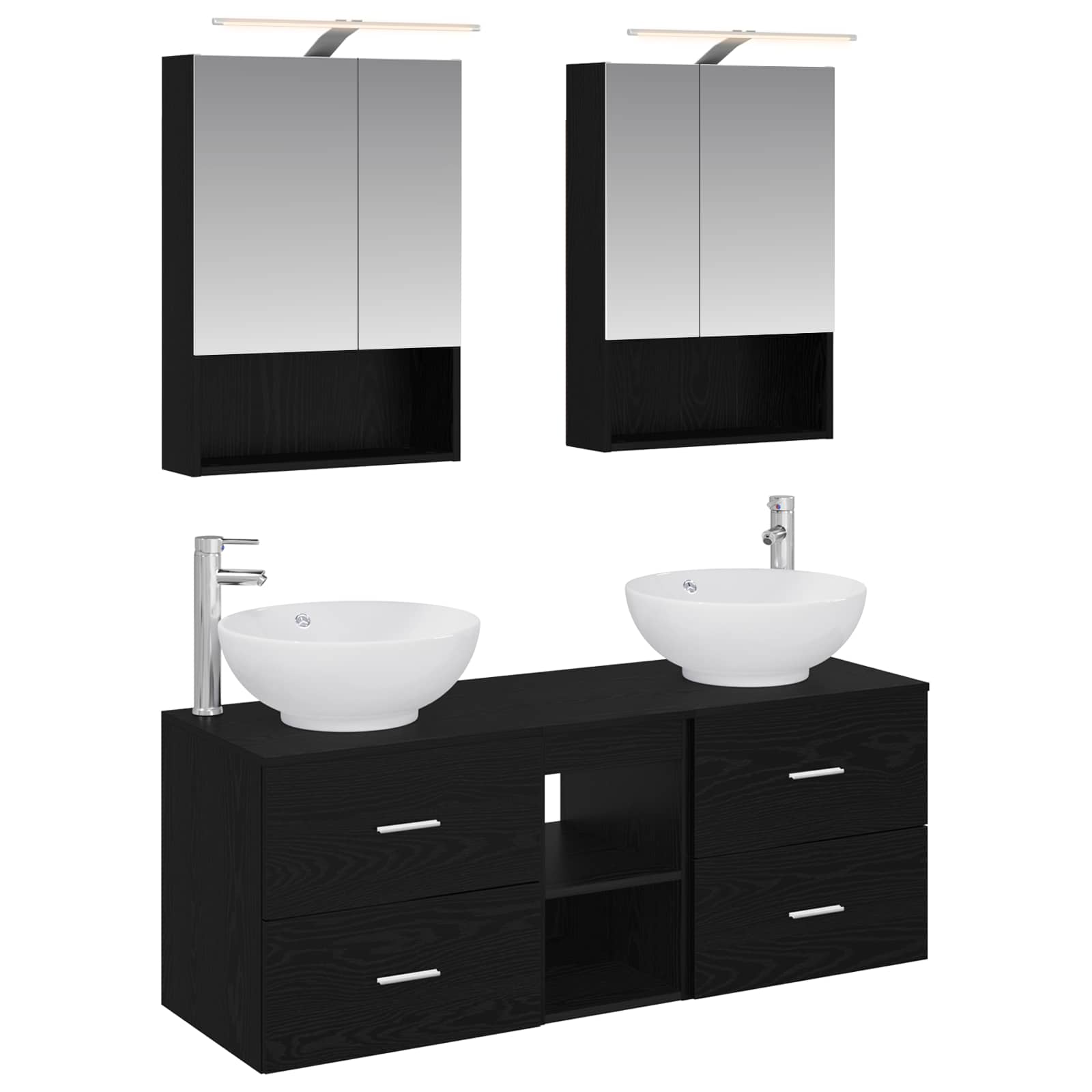 vidaXL Badkamermeubelset 5 pcs Wit Bewerkt hout en glas