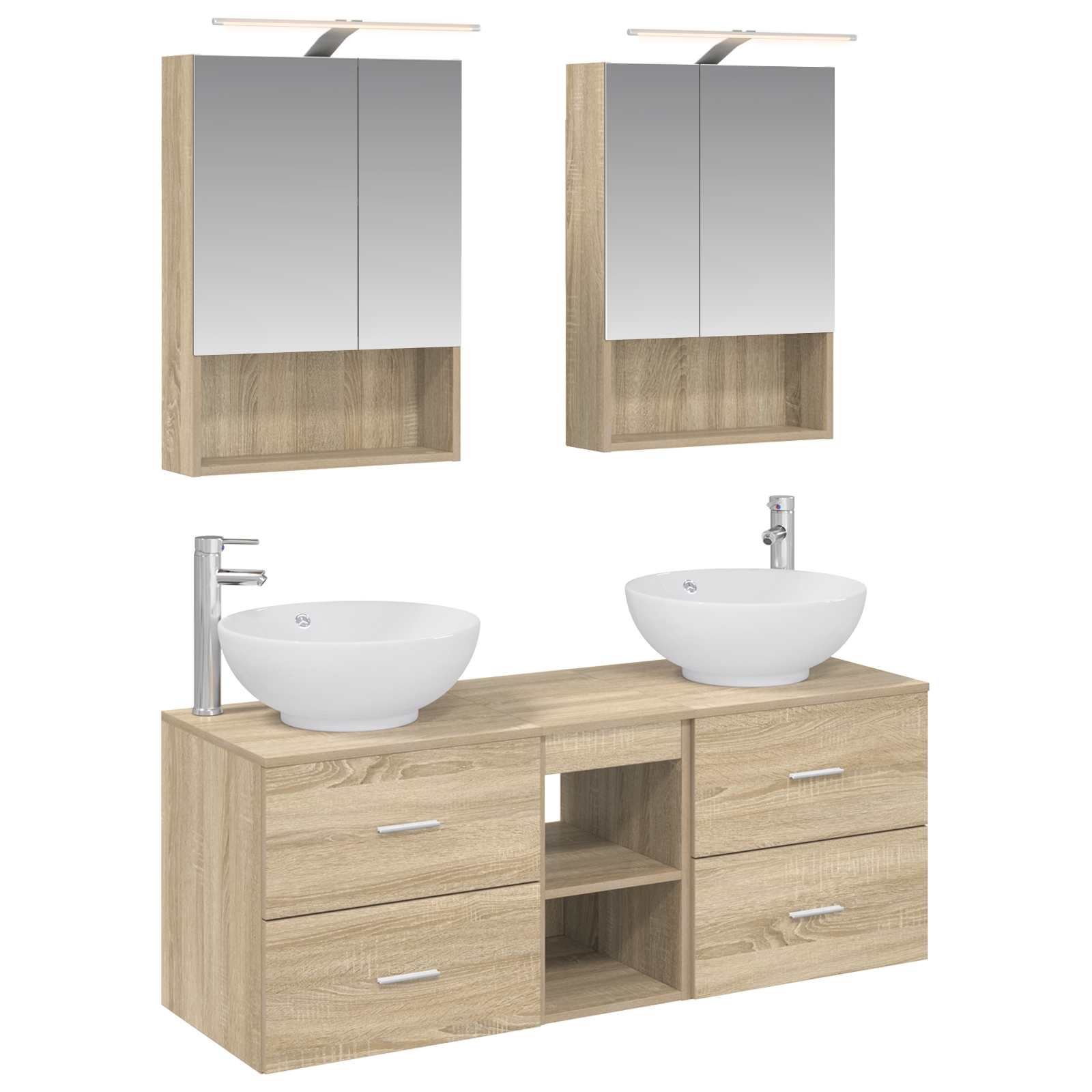 vidaXL Badkamermeubelset 5 pcs Wit Bewerkt hout en glas