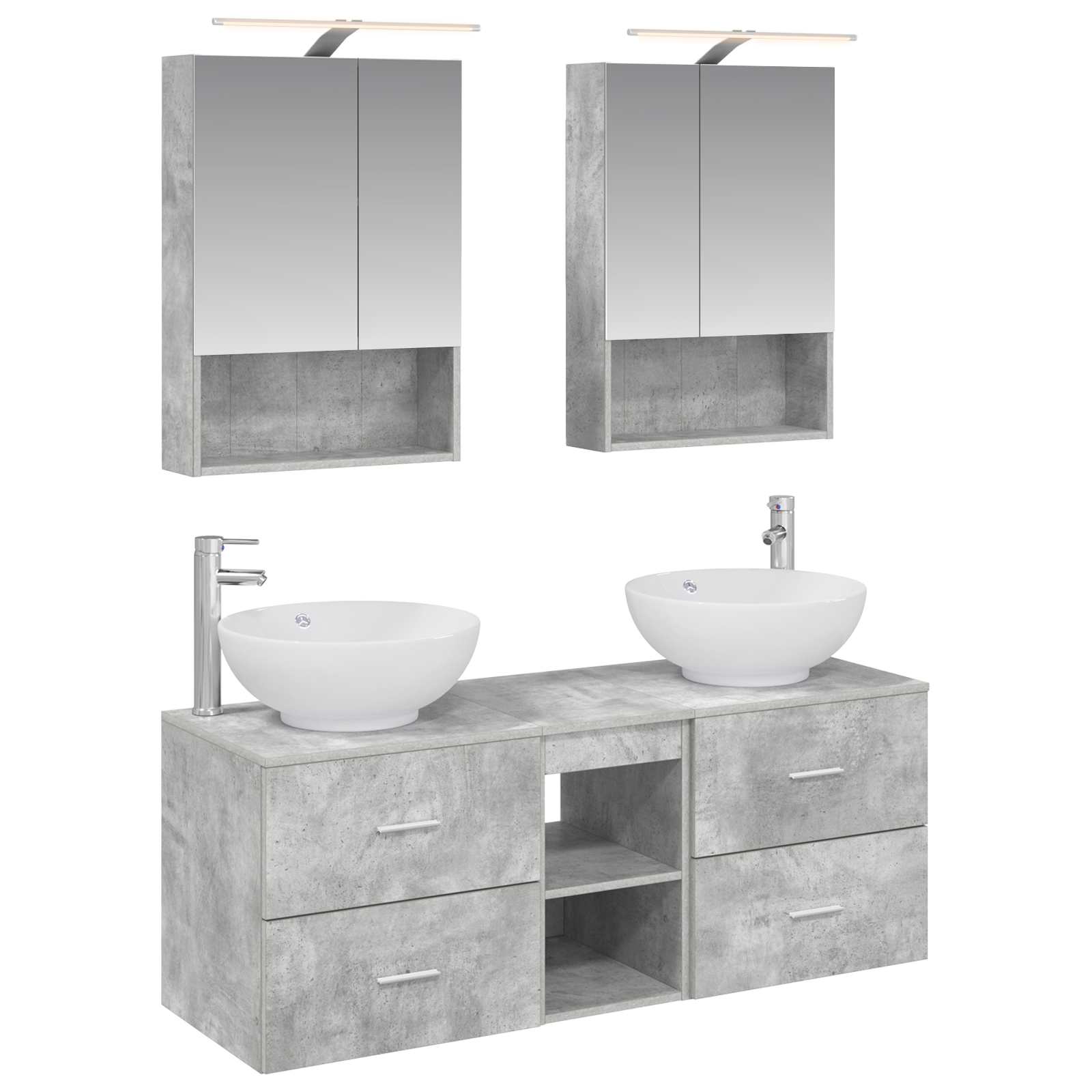 vidaXL Badkamermeubelset 5 pcs Wit Bewerkt hout en glas