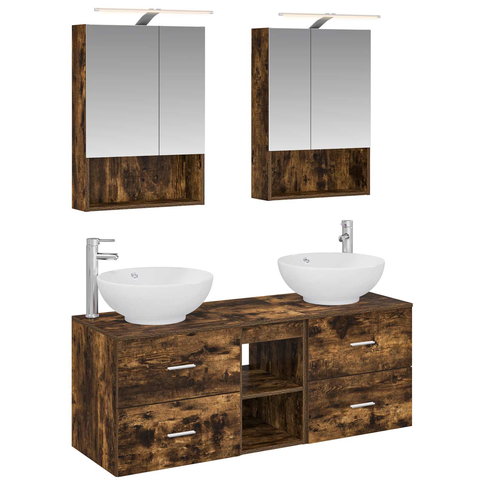 vidaXL Badkamermeubelset 5 pcs Wit Bewerkt hout en glas