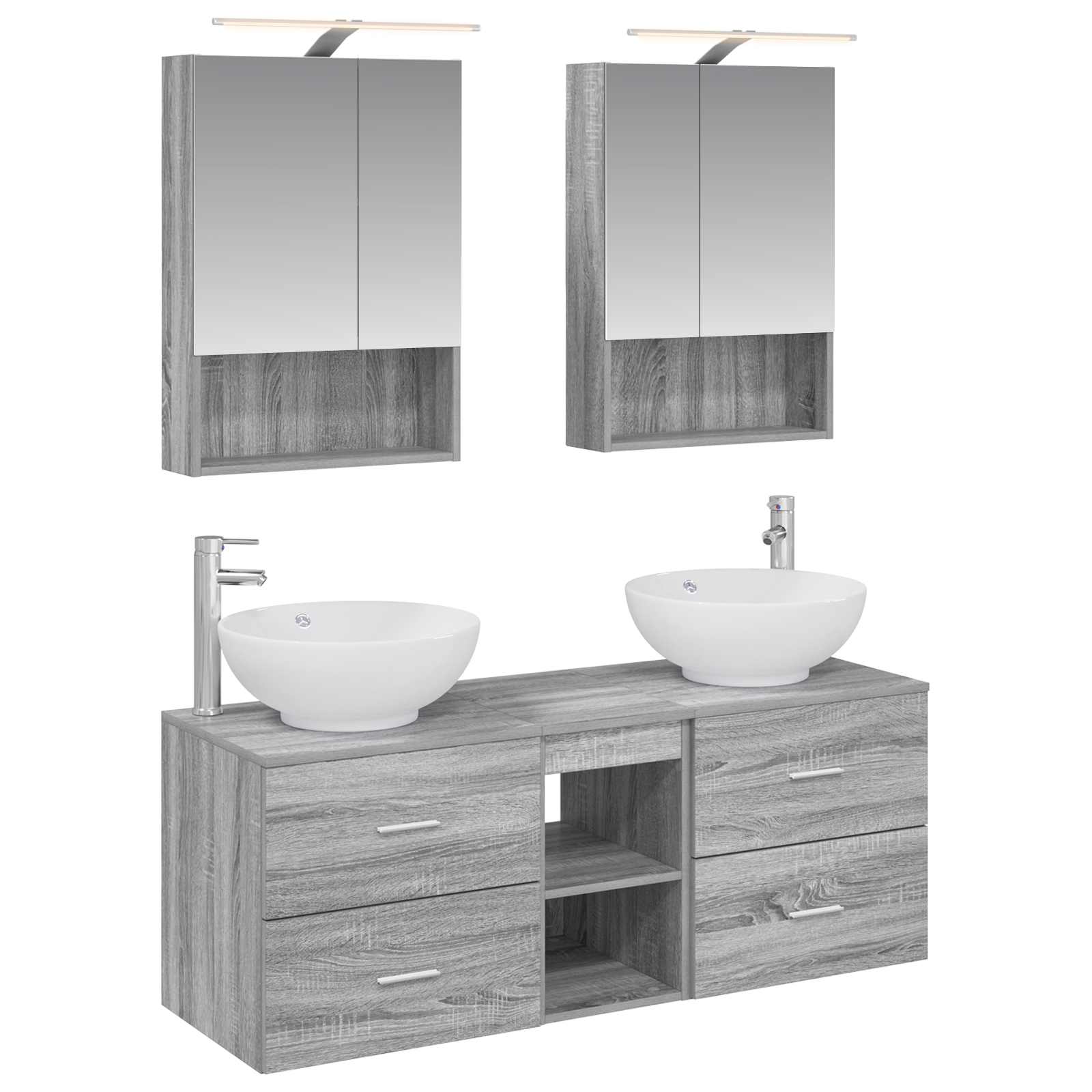 vidaXL Badkamermeubelset 5 pcs Wit Bewerkt hout en glas