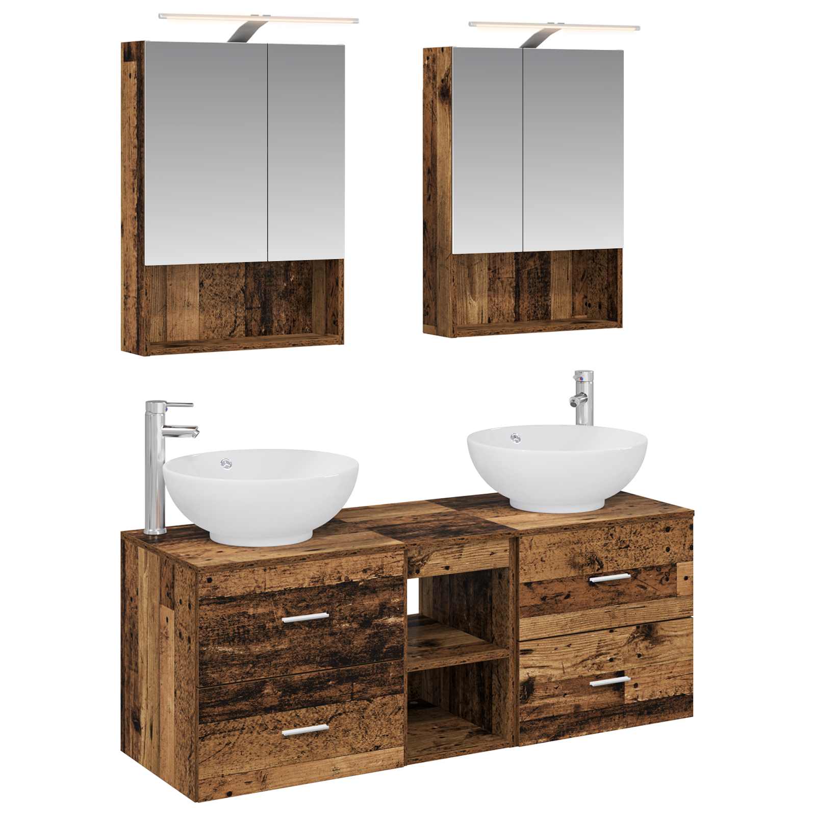 vidaXL Badkamermeubelset 5 pcs Wit Bewerkt hout en glas