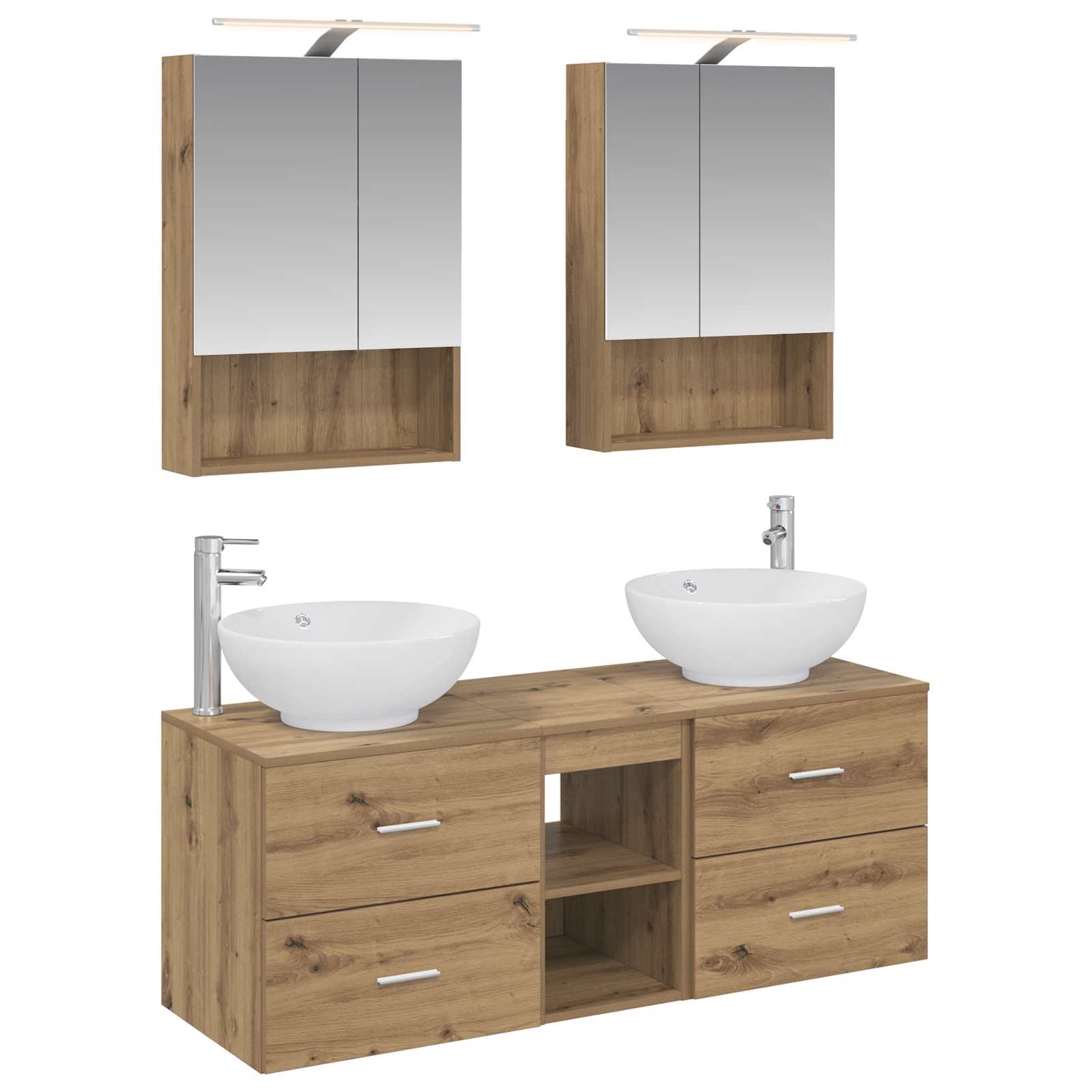 vidaXL Badkamermeubelset 5 pcs Wit Bewerkt hout en glas