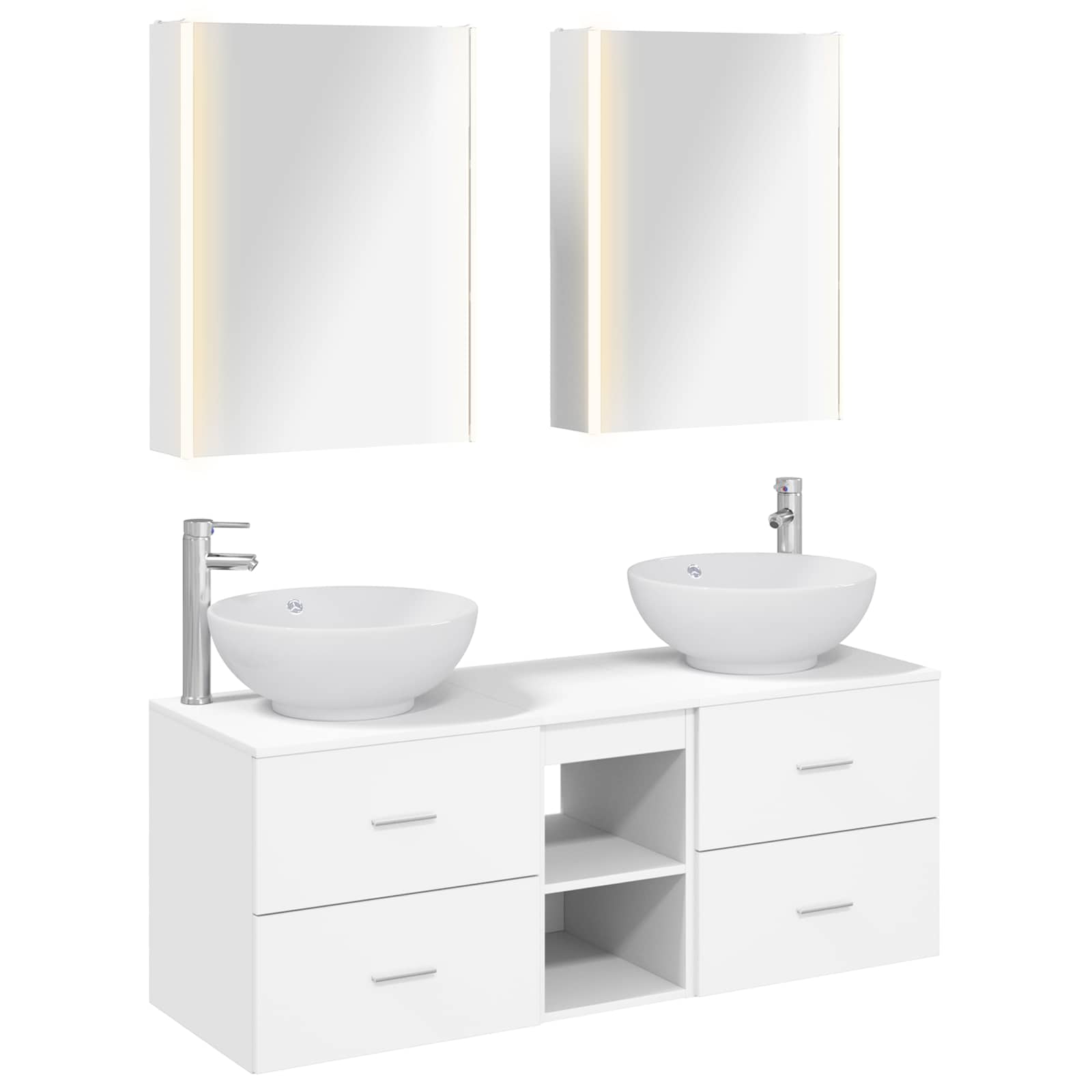 vidaXL Badkamermeubelset 5 pcs Wit Bewerkt hout en glas