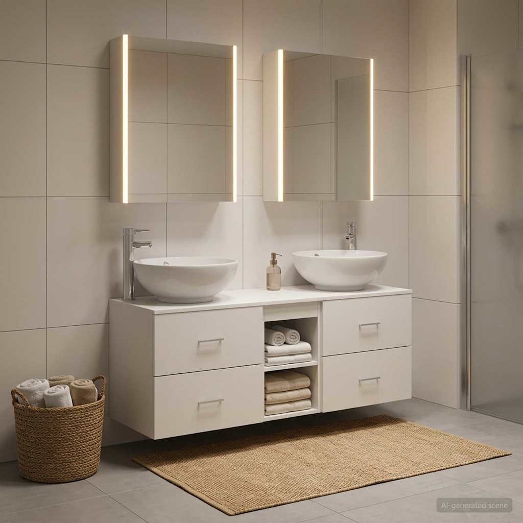 vidaXL Badkamermeubelset 5 pcs Wit Bewerkt hout en glas