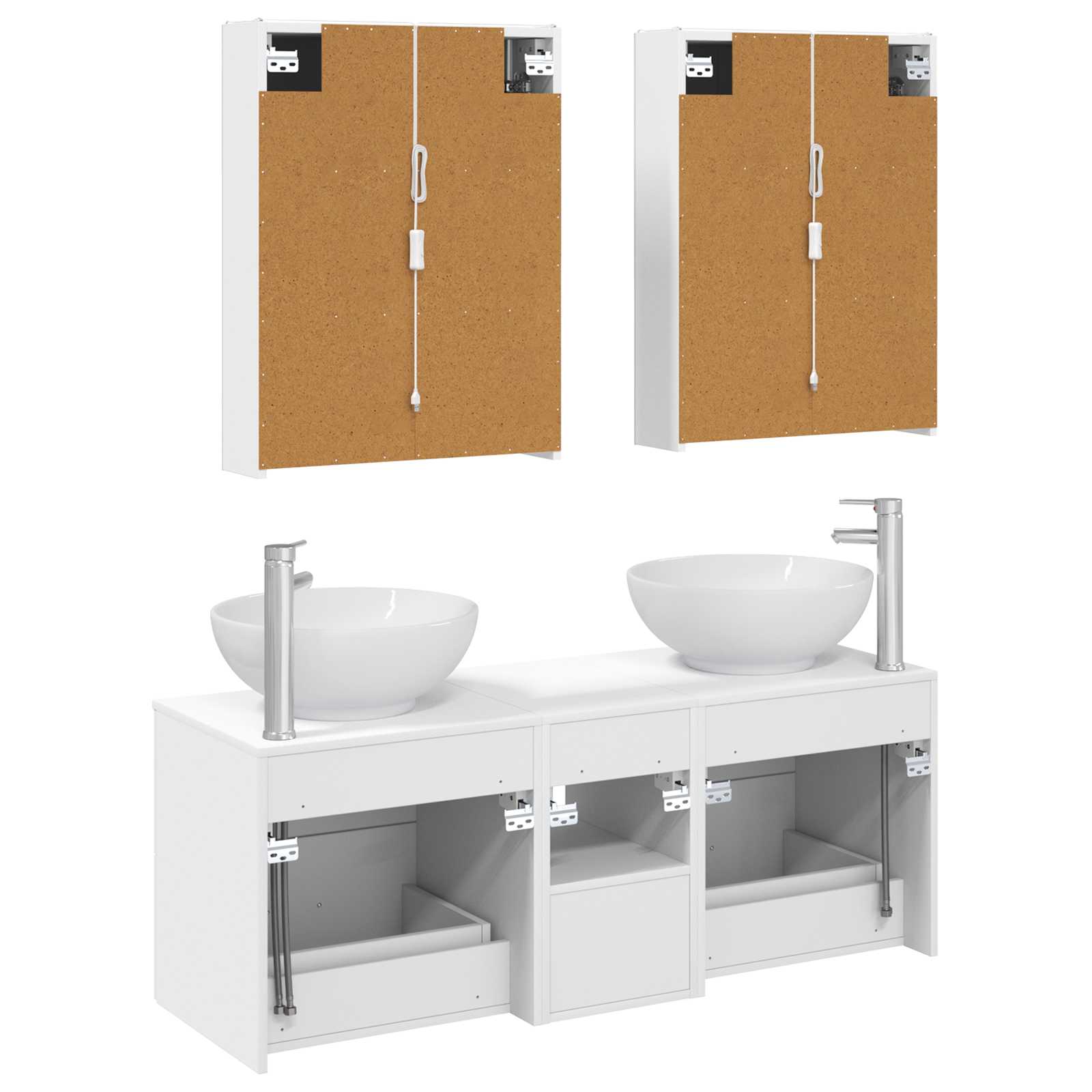 vidaXL Badkamermeubelset 5 pcs Wit Bewerkt hout en glas