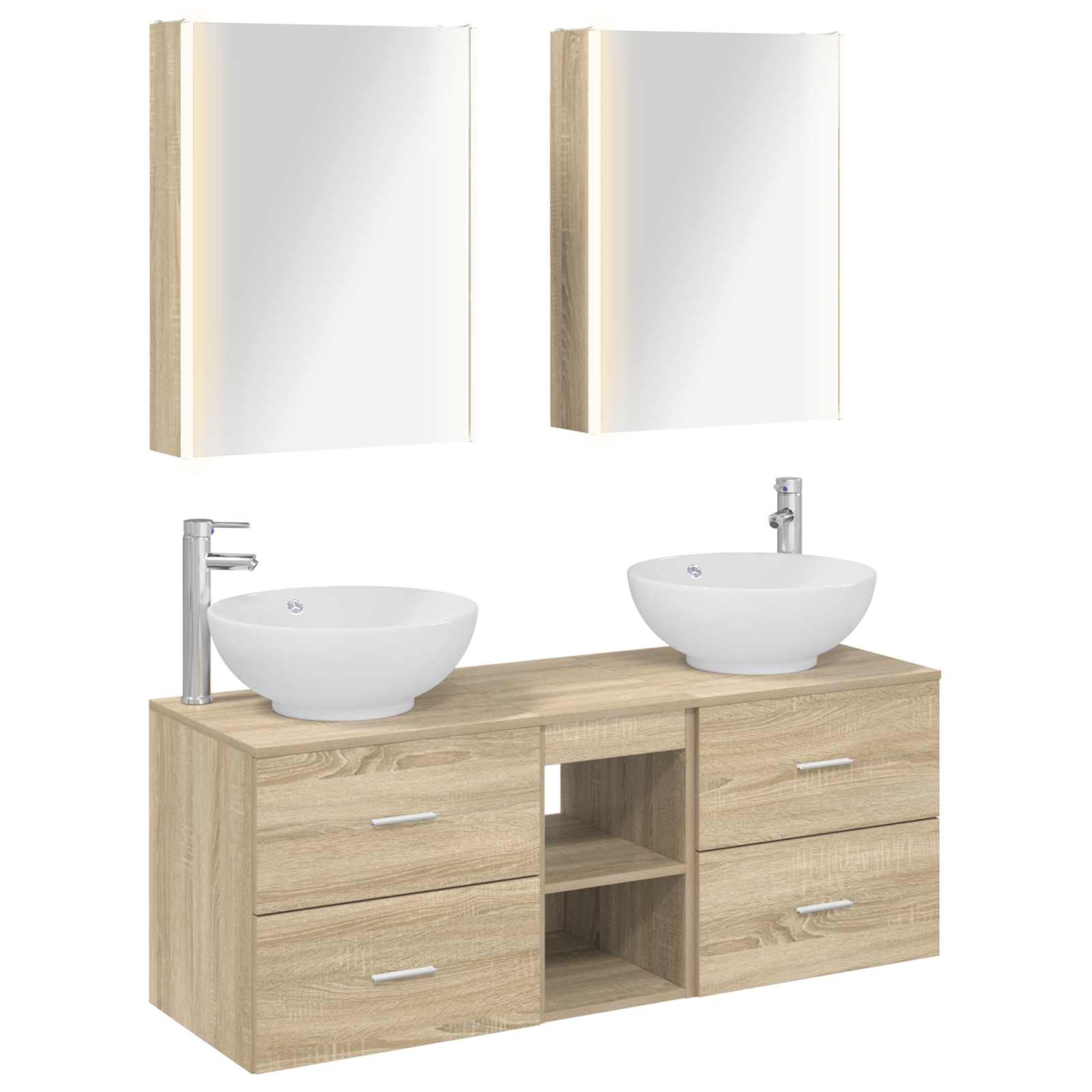 vidaXL Badkamermeubelset 5 pcs Wit Bewerkt hout en glas