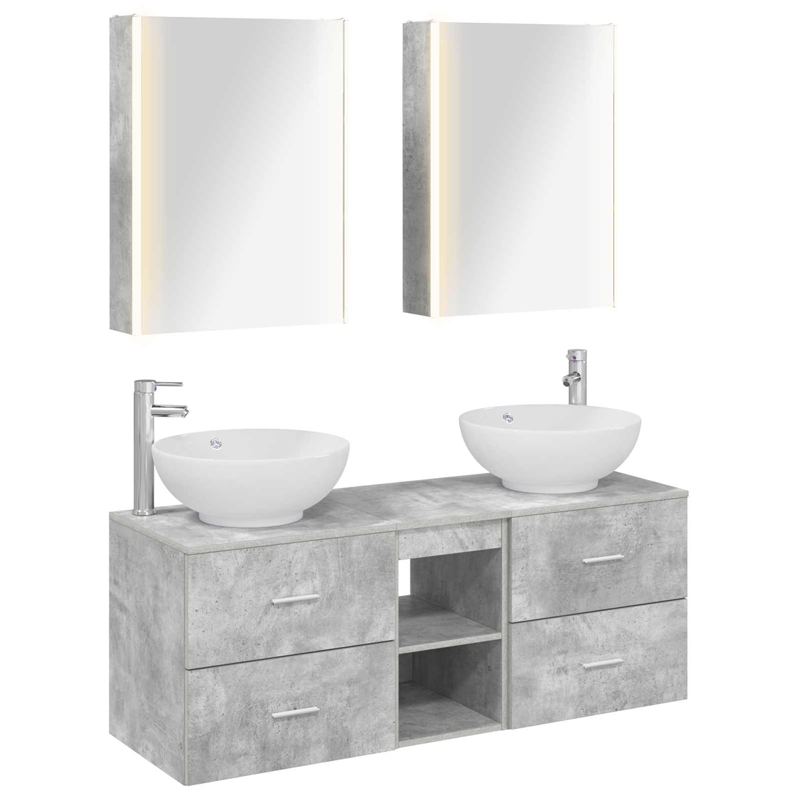 vidaXL Badkamermeubelset 5 pcs Wit Bewerkt hout en glas
