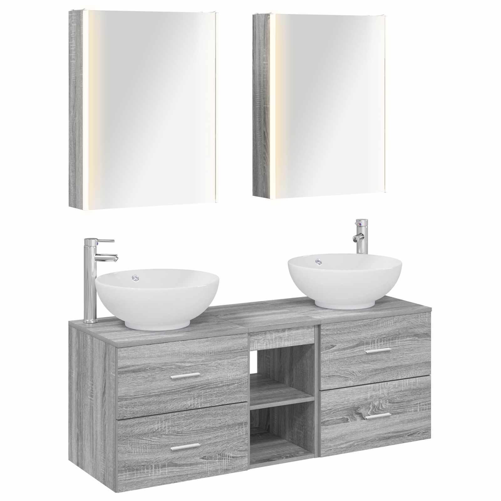vidaXL Badkamermeubelset 5 pcs Wit Bewerkt hout en glas
