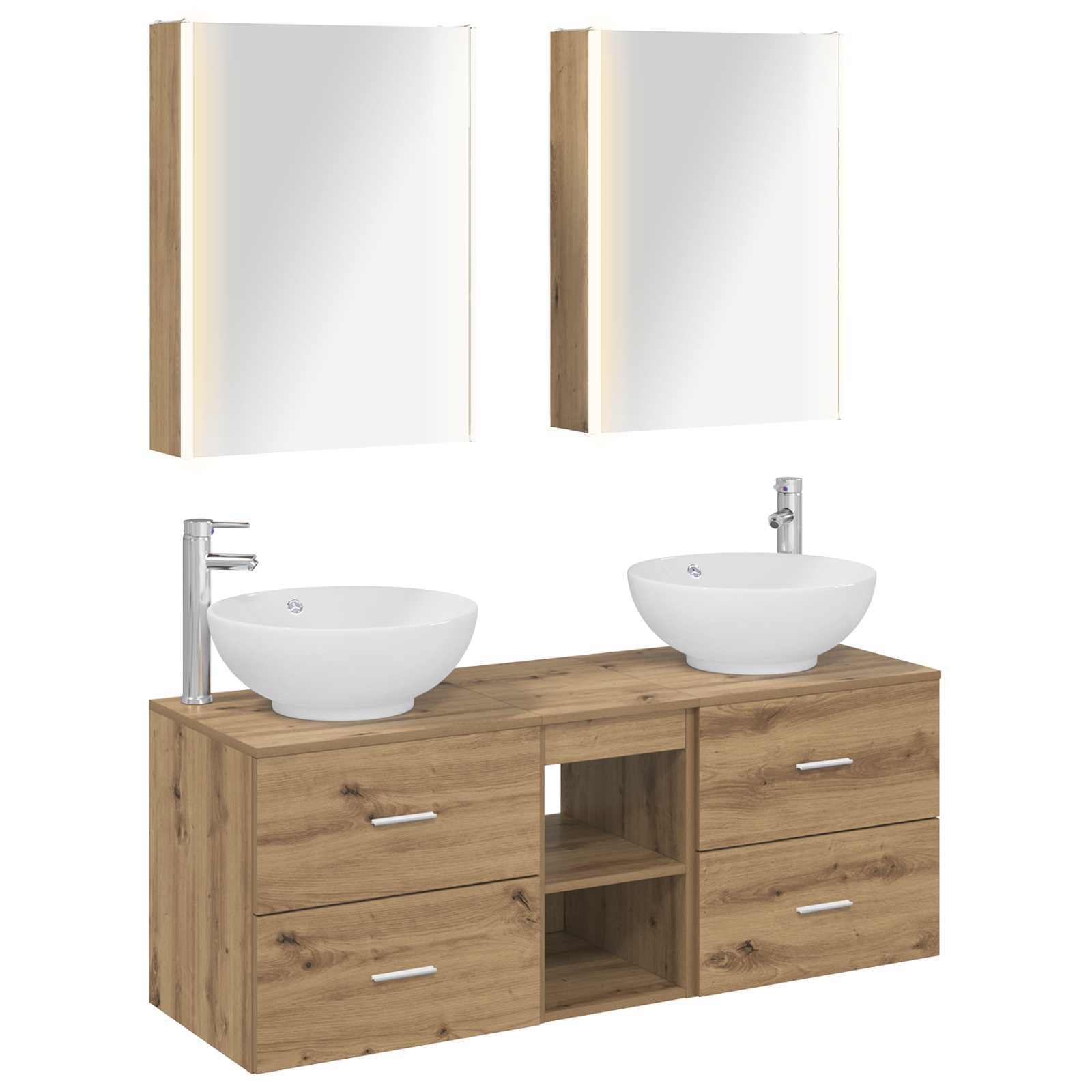 vidaXL Badkamermeubelset 5 pcs Wit Bewerkt hout en glas