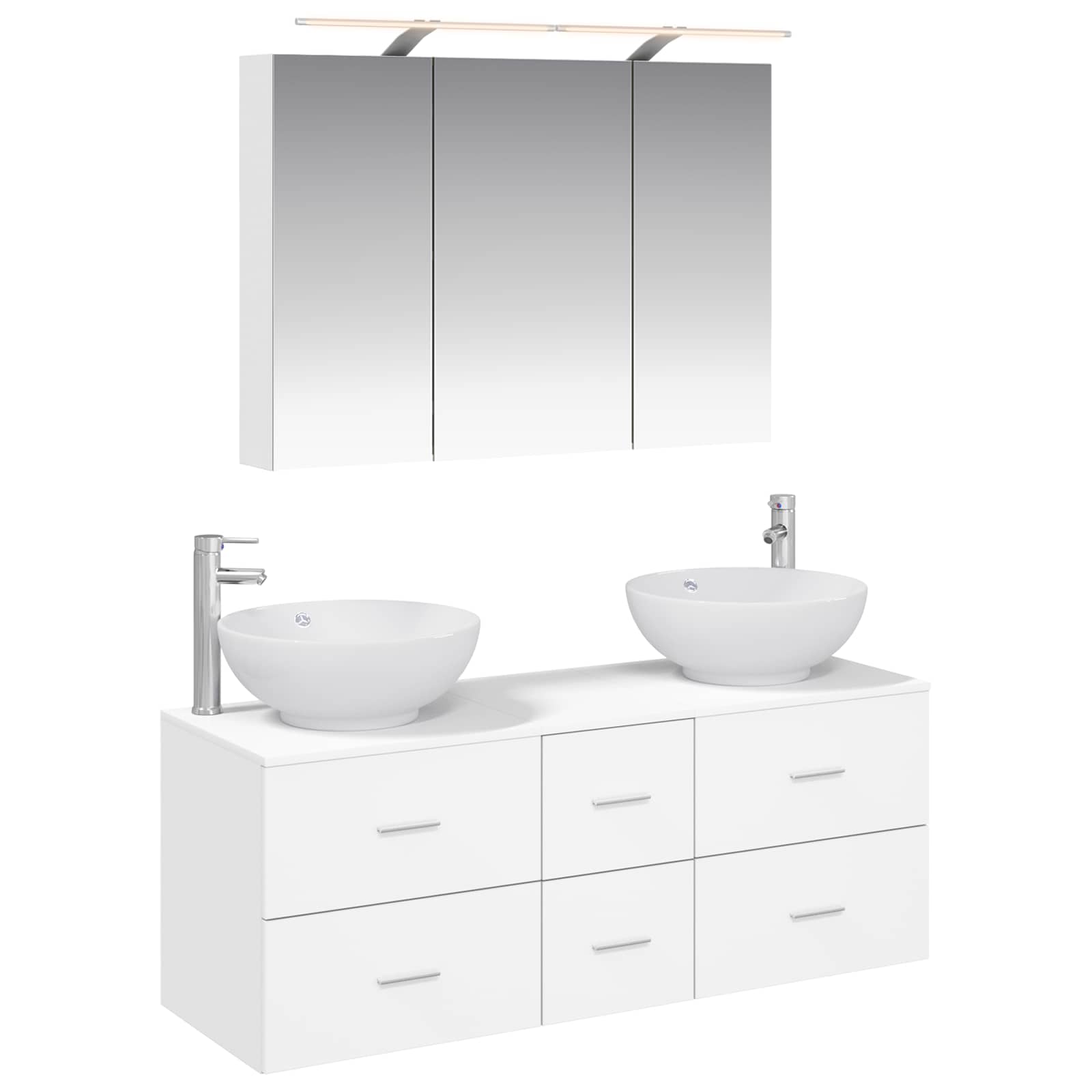 vidaXL Badkamermeubelset 4 pcs Wit Bewerkt hout en glas