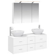 vidaXL Badkamermeubelset 4 pcs Wit Bewerkt hout en glas