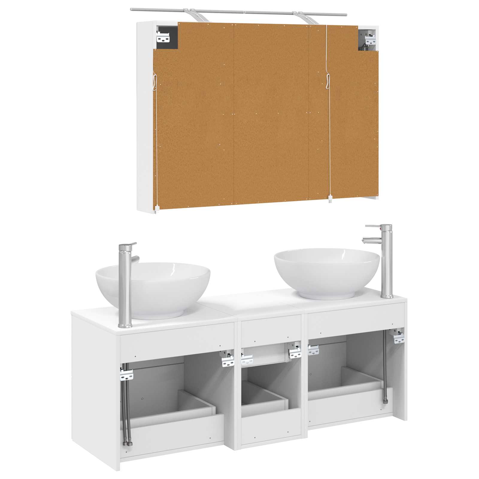 vidaXL Badkamermeubelset 4 pcs Wit Bewerkt hout en glas