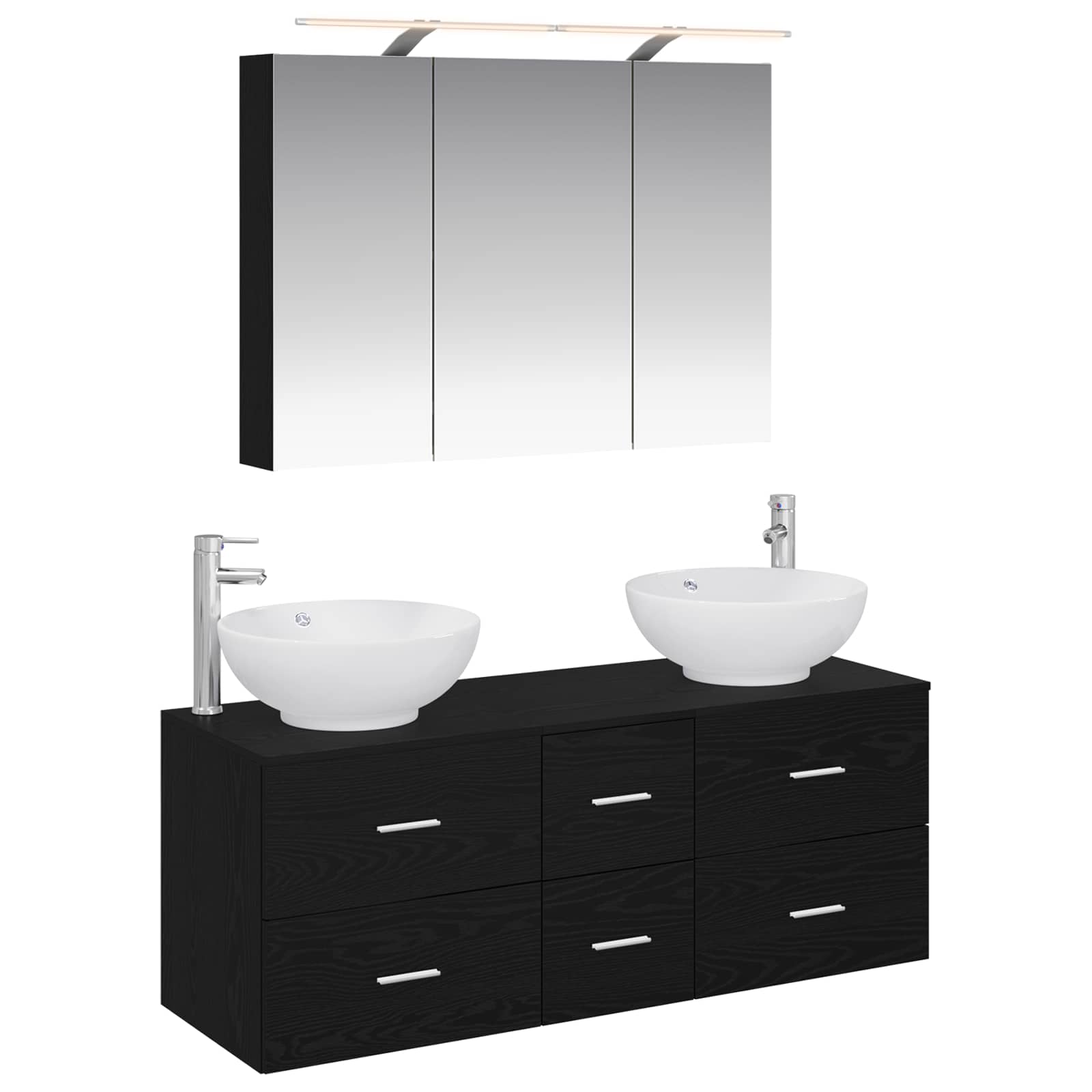 vidaXL Badkamermeubelset 4 pcs Wit Bewerkt hout en glas