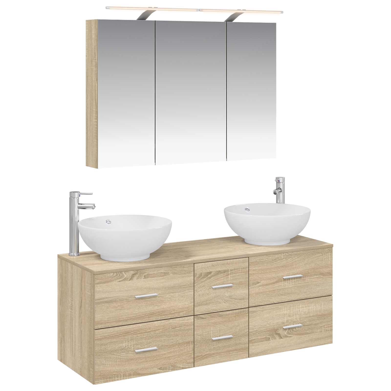 vidaXL Badkamermeubelset 4 pcs Wit Bewerkt hout en glas
