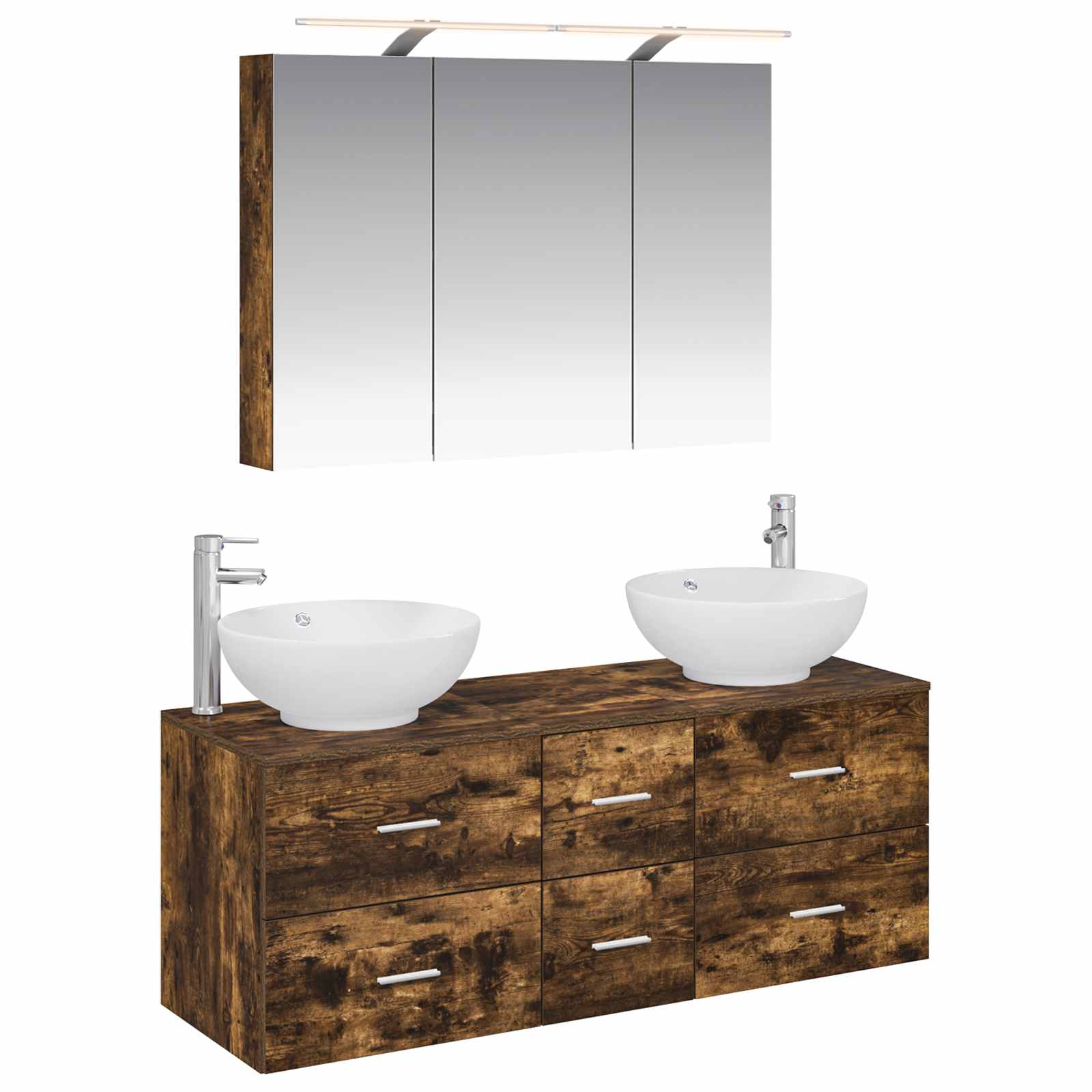 vidaXL Badkamermeubelset 4 pcs Wit Bewerkt hout en glas