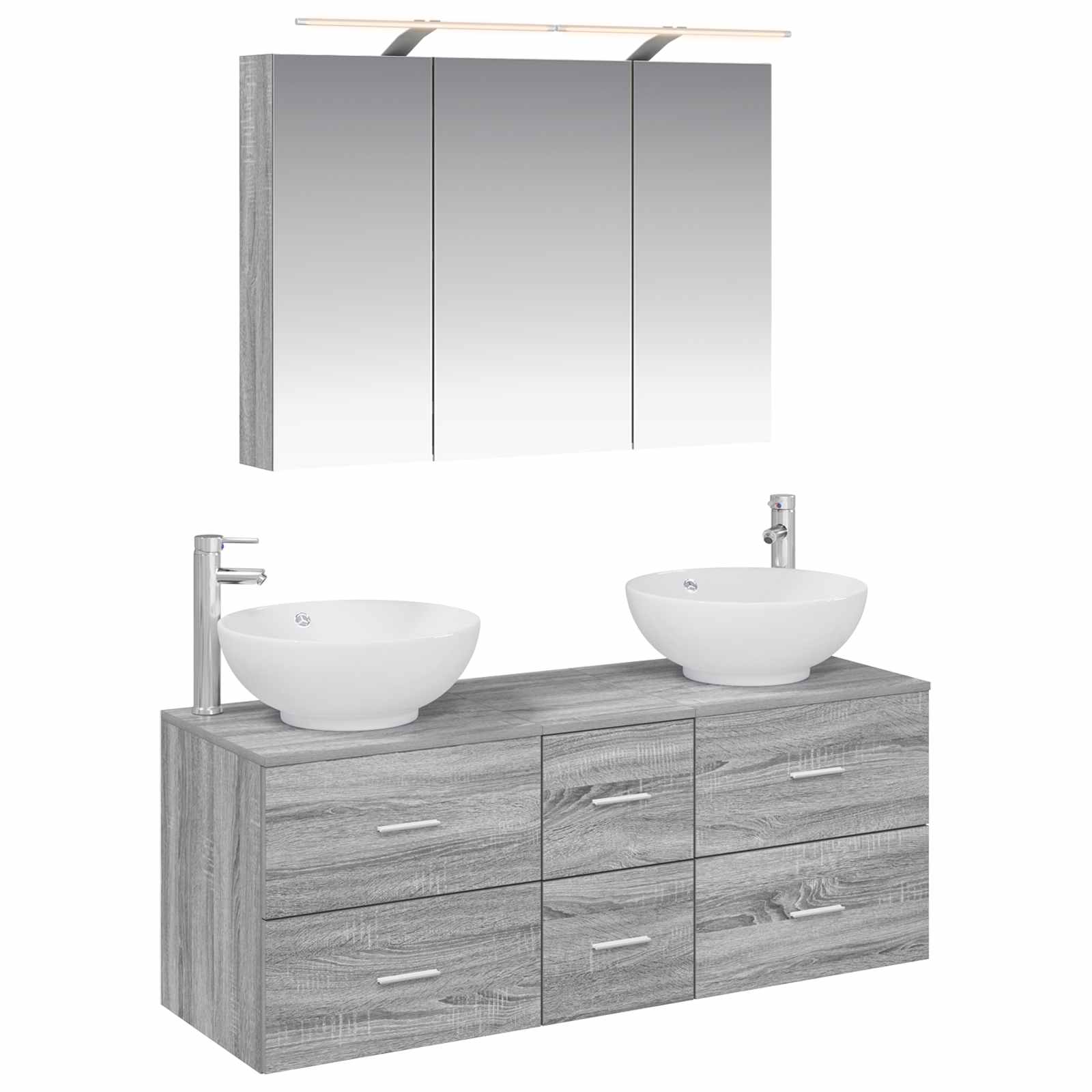 vidaXL Badkamermeubelset 4 pcs Wit Bewerkt hout en glas