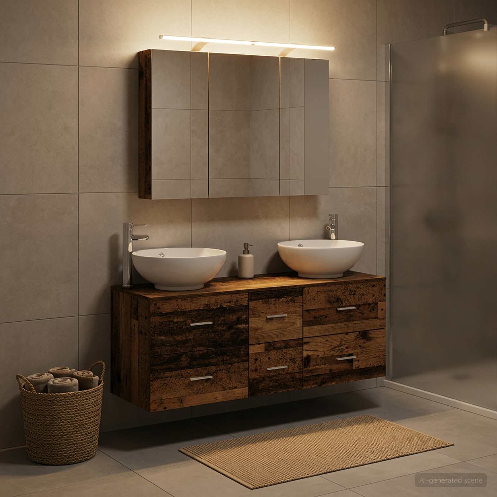 vidaXL Badkamermeubelset 4 pcs Wit Bewerkt hout en glas