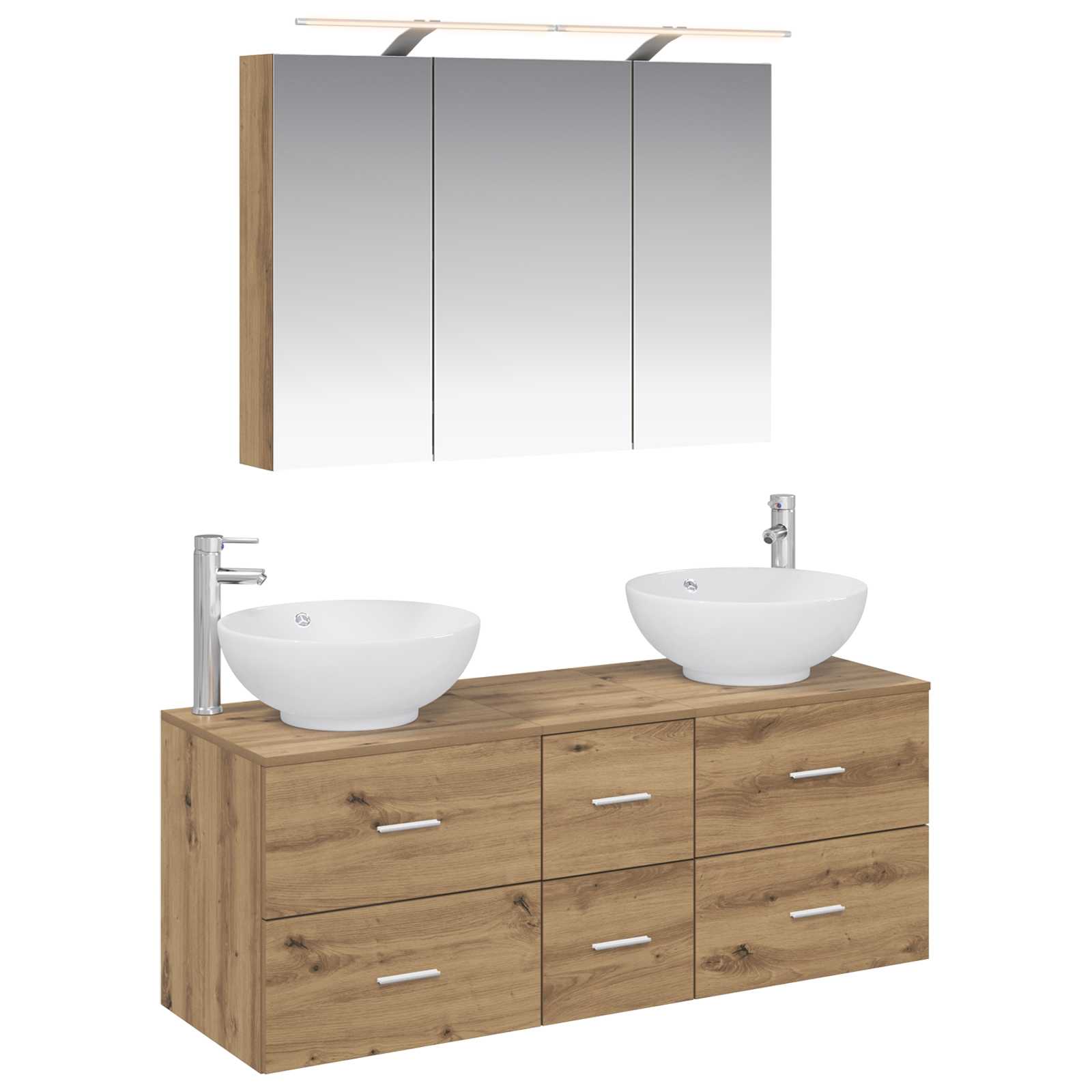 vidaXL Badkamermeubelset 4 pcs Wit Bewerkt hout en glas