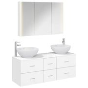 vidaXL Badkamermeubelset 4 pcs Wit Bewerkt hout en glas
