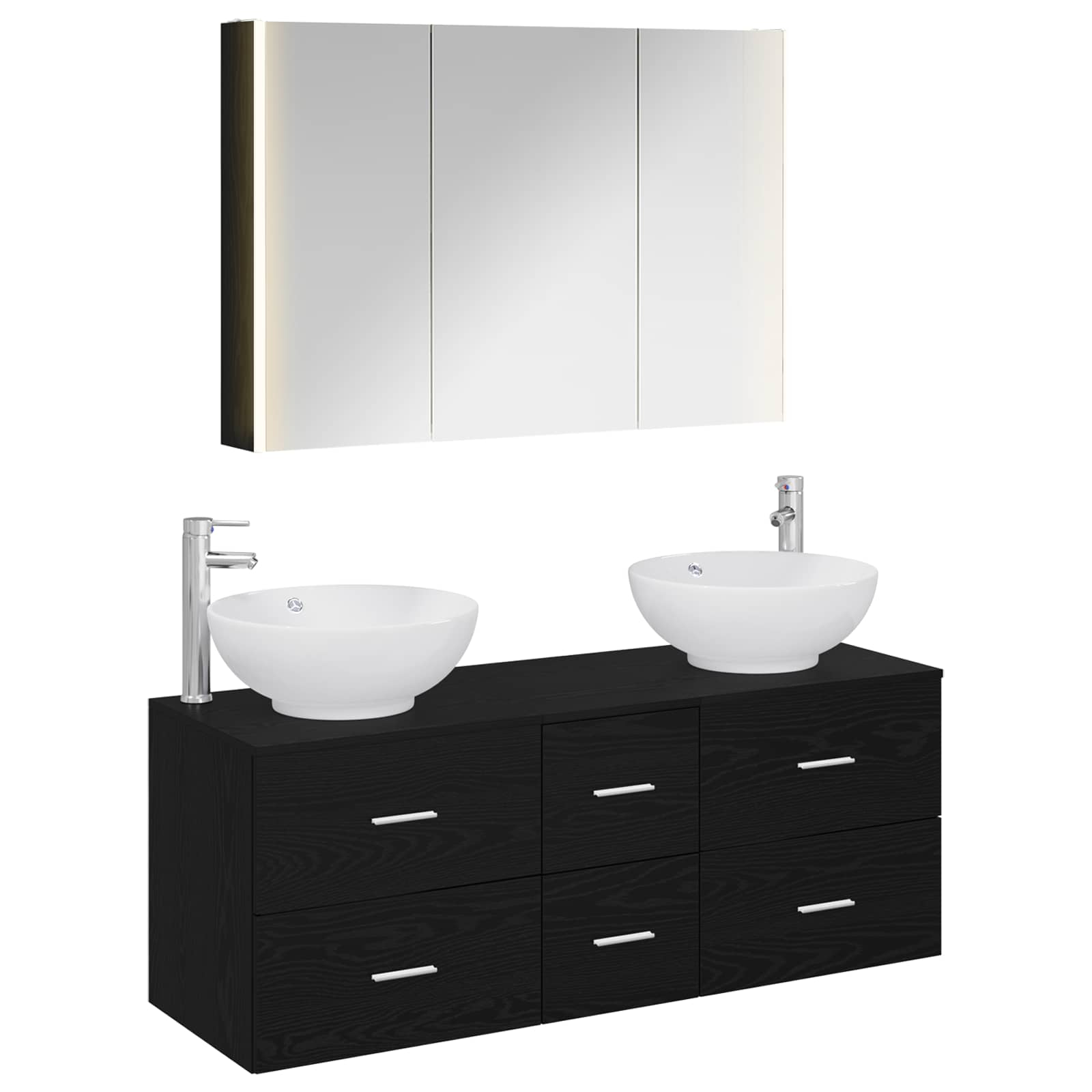 vidaXL Badkamermeubelset 4 pcs Wit Bewerkt hout en glas