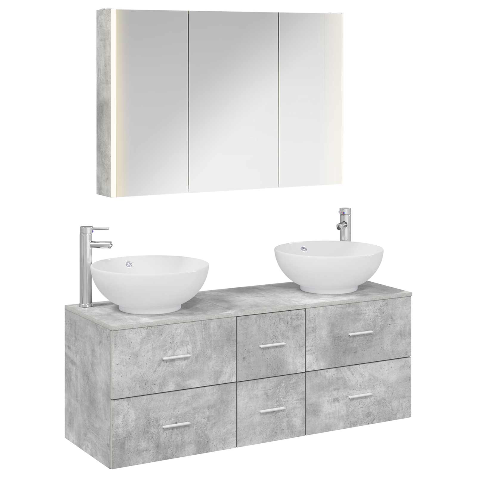 vidaXL Badkamermeubelset 4 pcs Wit Bewerkt hout en glas