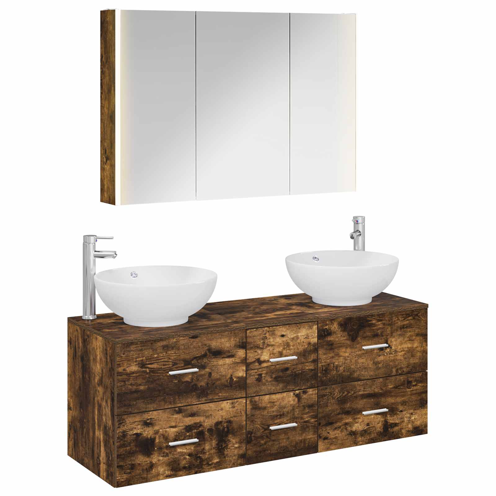 vidaXL Badkamermeubelset 4 pcs Wit Bewerkt hout en glas