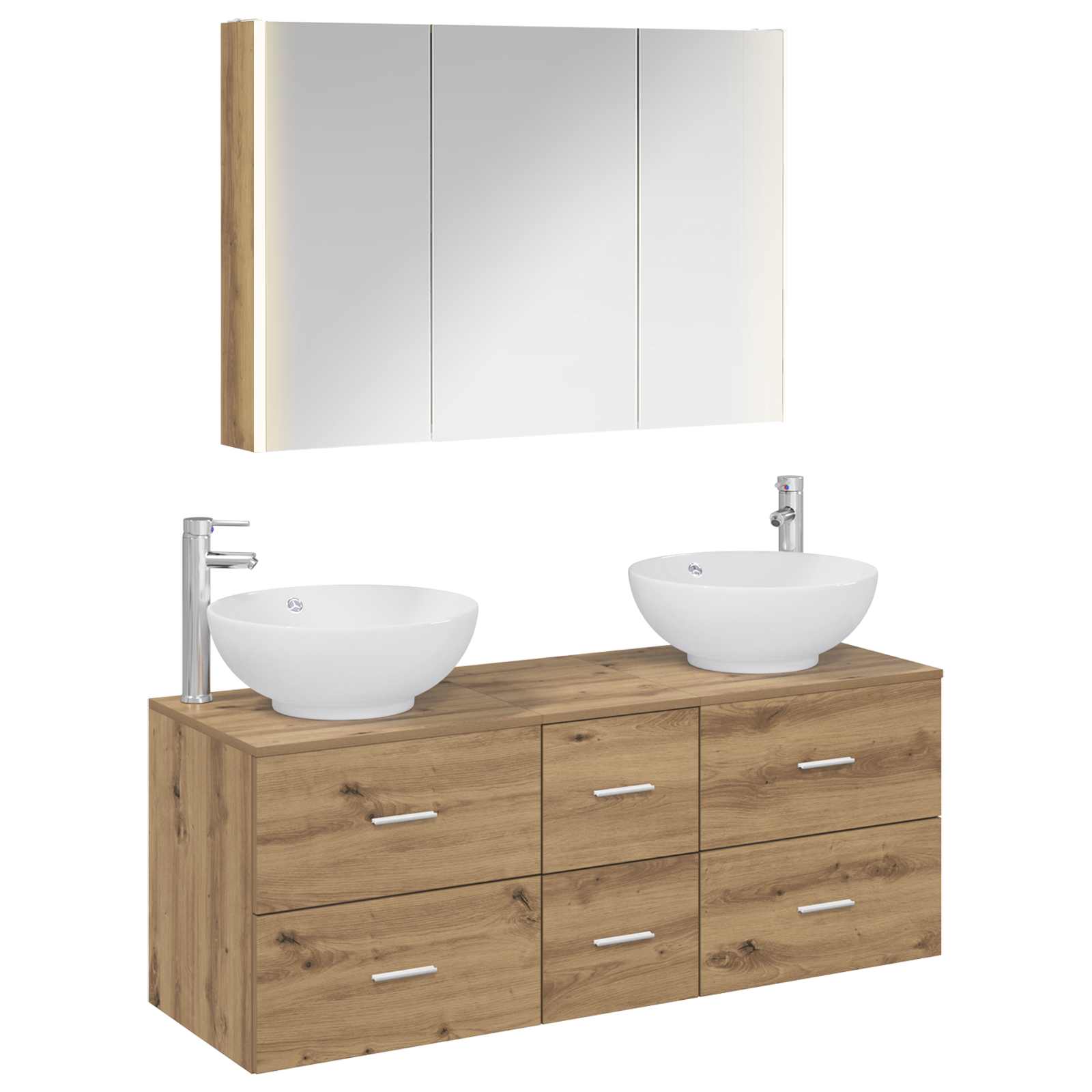vidaXL Badkamermeubelset 4 pcs Wit Bewerkt hout en glas