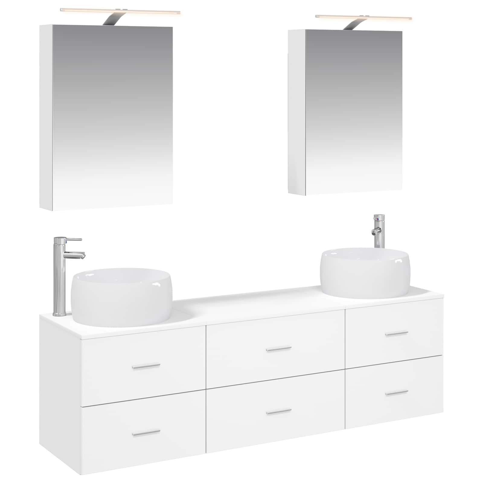 vidaXL Badkamermeubelset 5 pcs Wit Bewerkt hout en glas