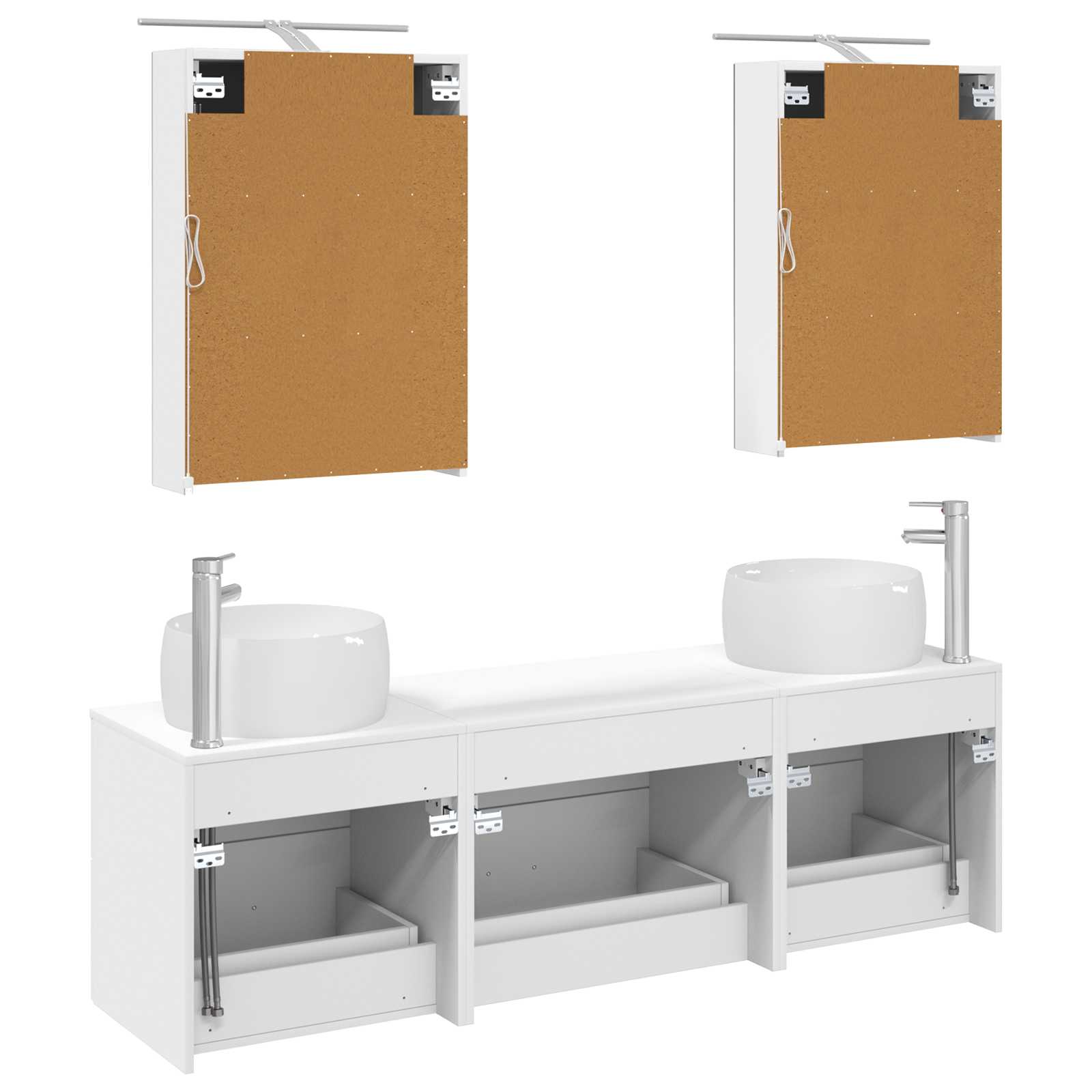 vidaXL Badkamermeubelset 5 pcs Wit Bewerkt hout en glas
