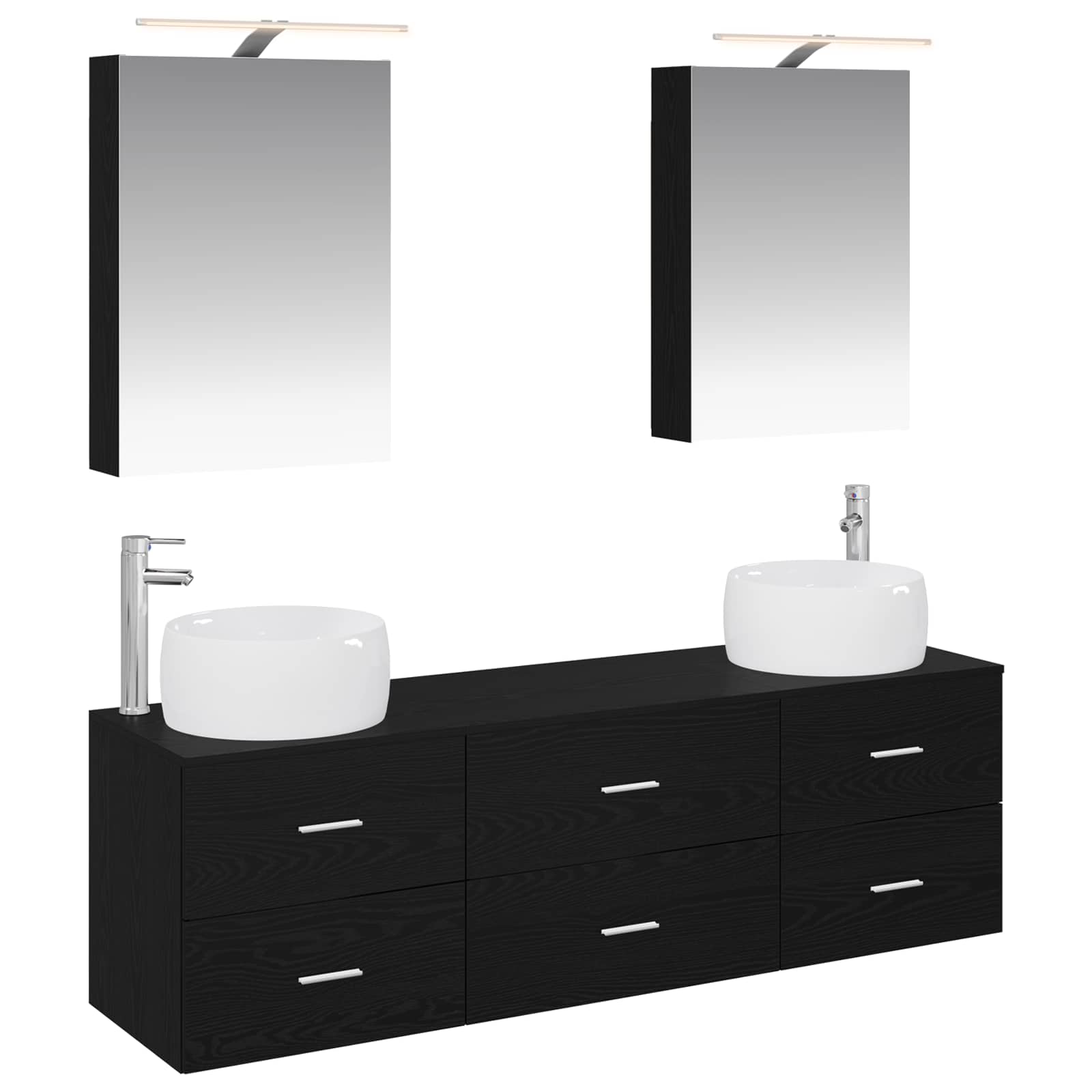 vidaXL Badkamermeubelset 5 pcs Wit Bewerkt hout en glas