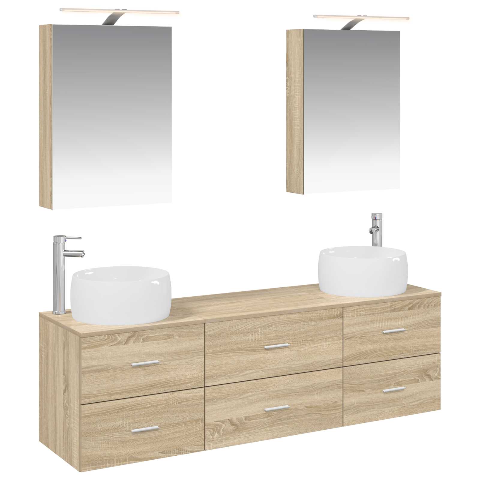 vidaXL Badkamermeubelset 5 pcs Wit Bewerkt hout en glas