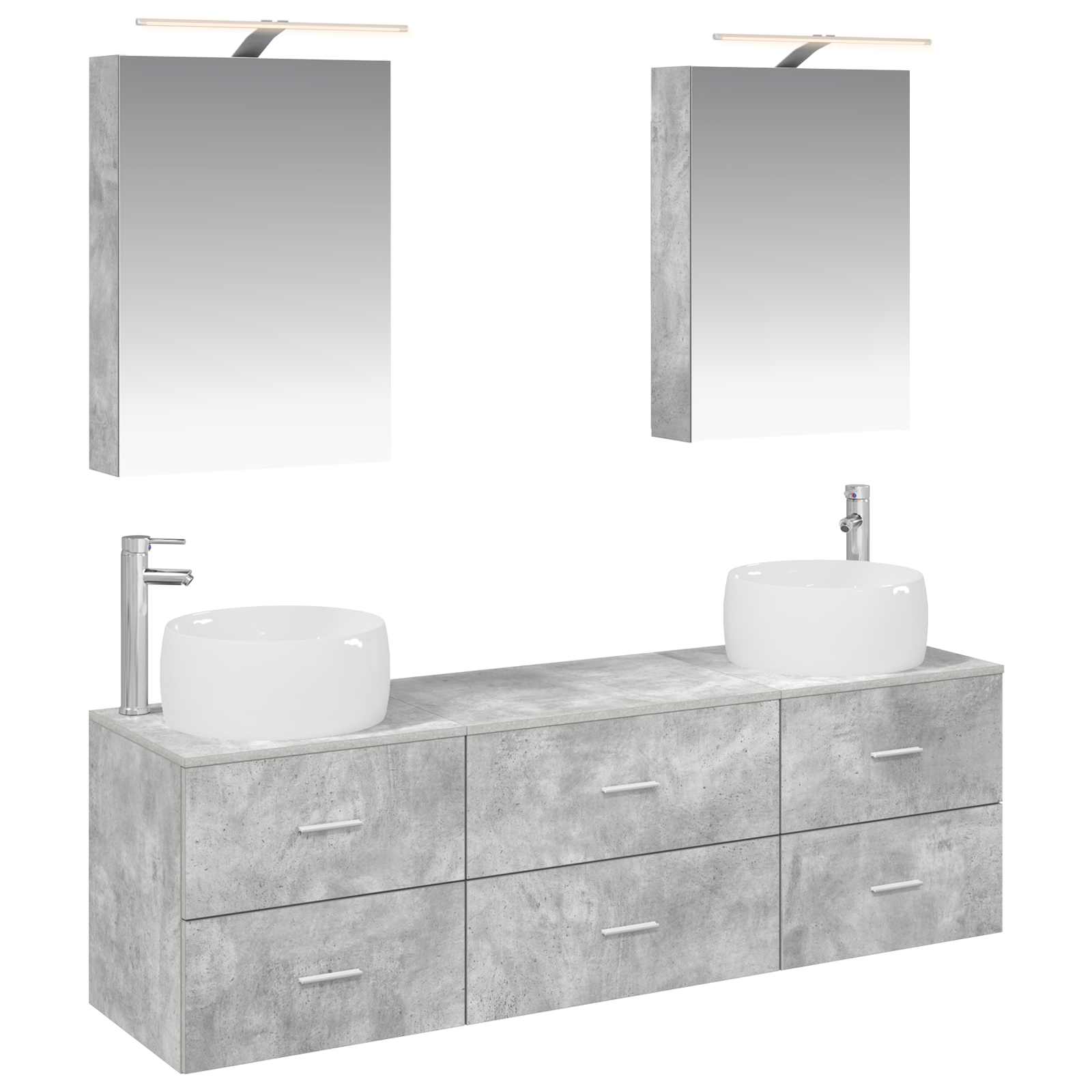 vidaXL Badkamermeubelset 5 pcs Wit Bewerkt hout en glas