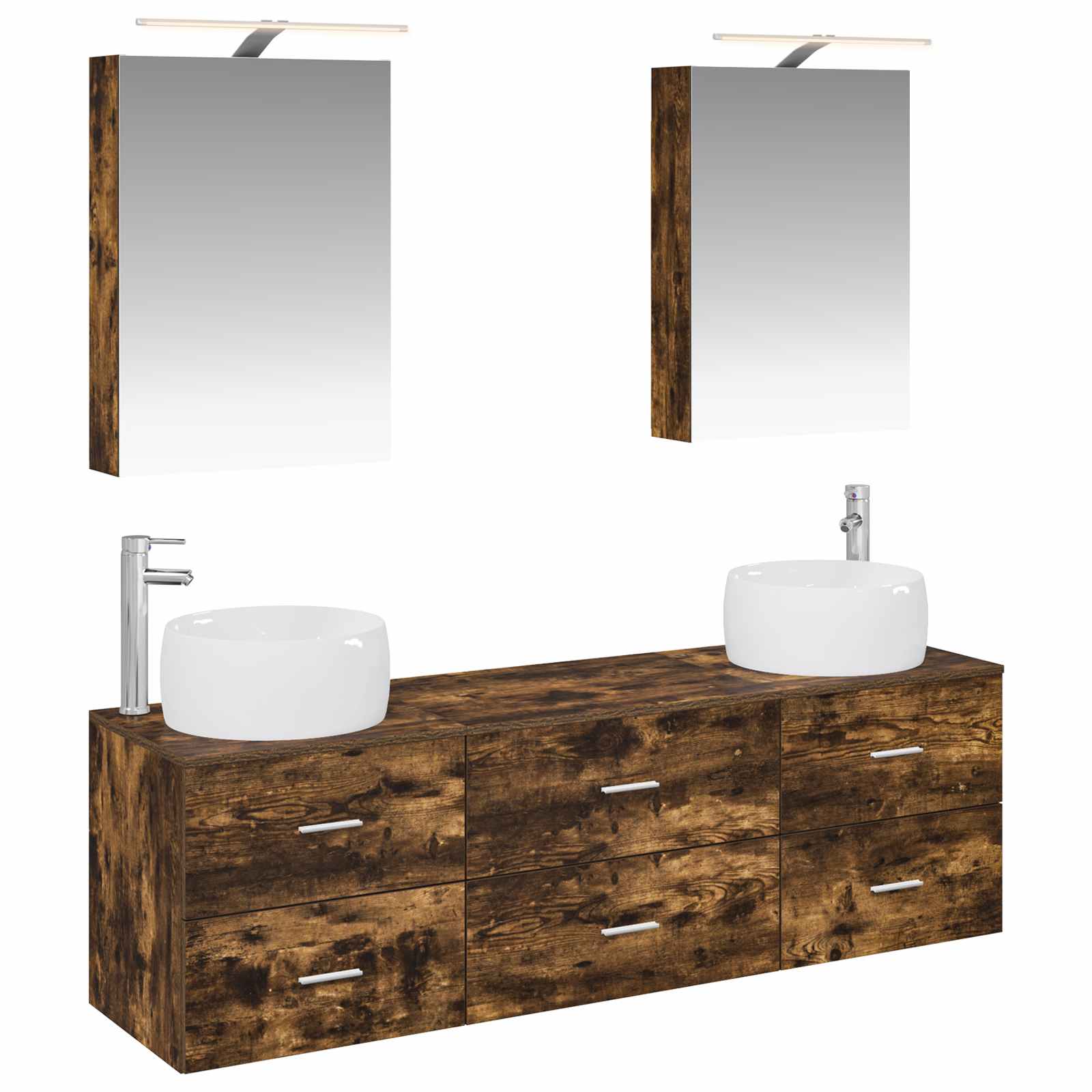 vidaXL Badkamermeubelset 5 pcs Wit Bewerkt hout en glas