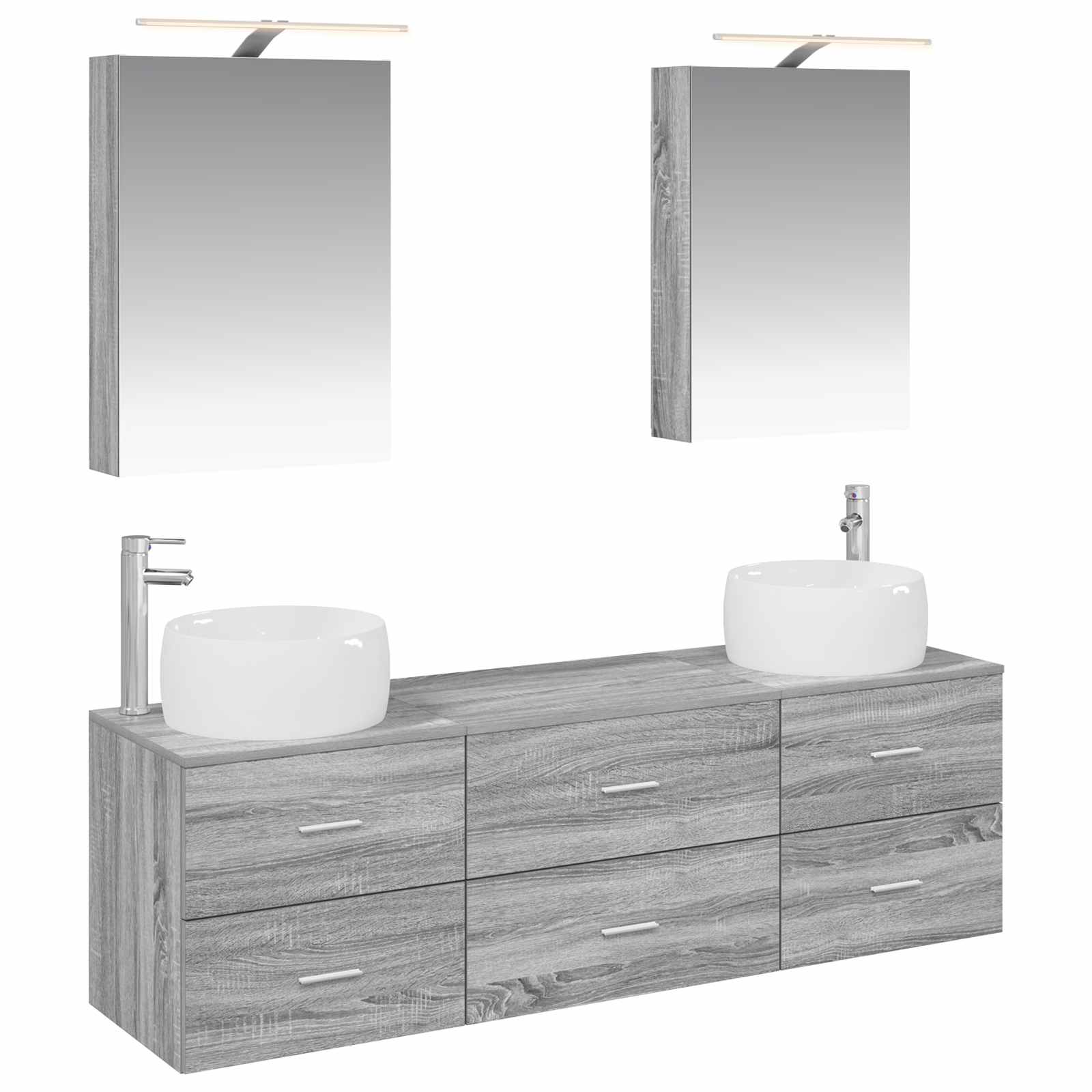 vidaXL Badkamermeubelset 5 pcs Wit Bewerkt hout en glas
