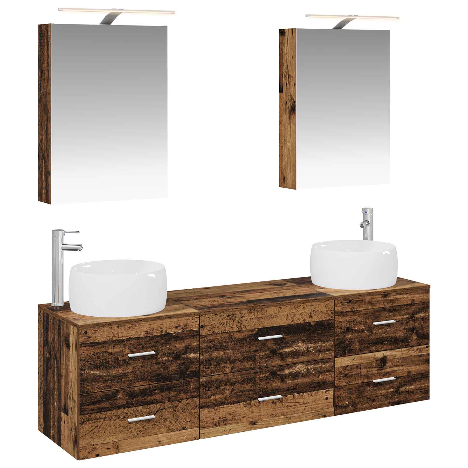 vidaXL Badkamermeubelset 5 pcs Wit Bewerkt hout en glas