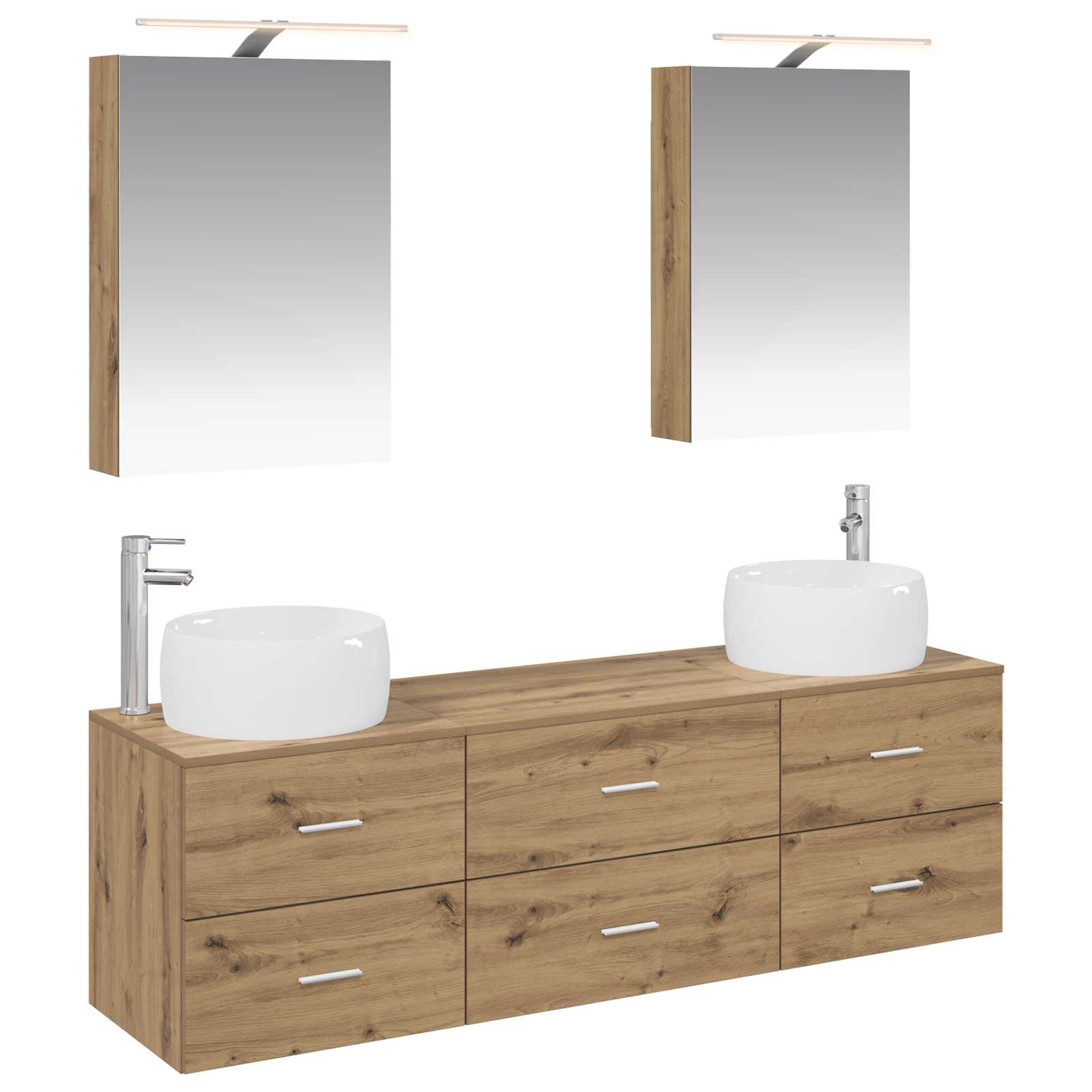 vidaXL Badkamermeubelset 5 pcs Wit Bewerkt hout en glas