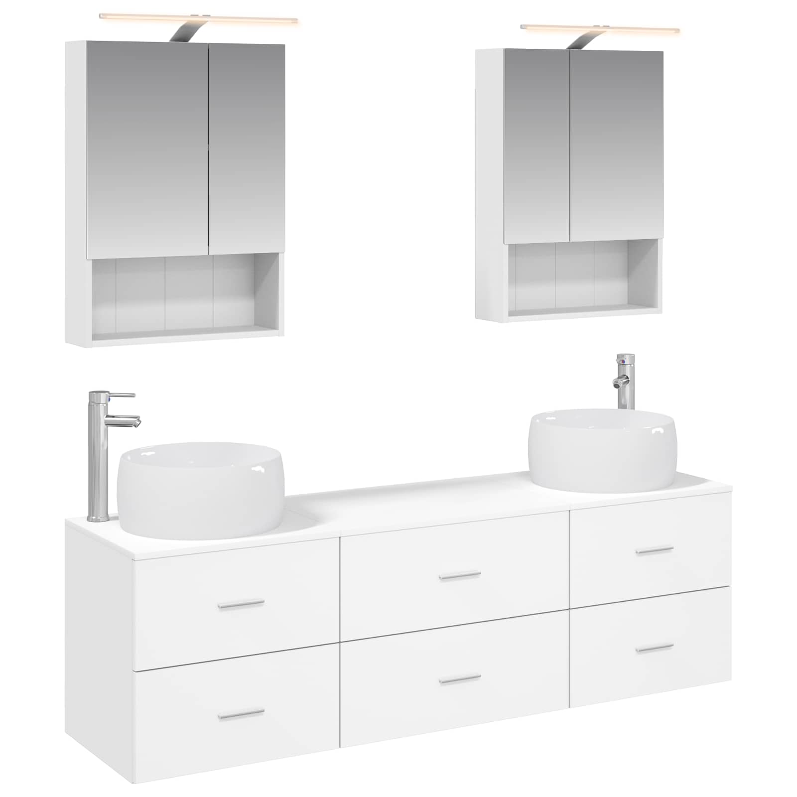 vidaXL Badkamermeubelset 5 pcs Wit Bewerkt hout en glas