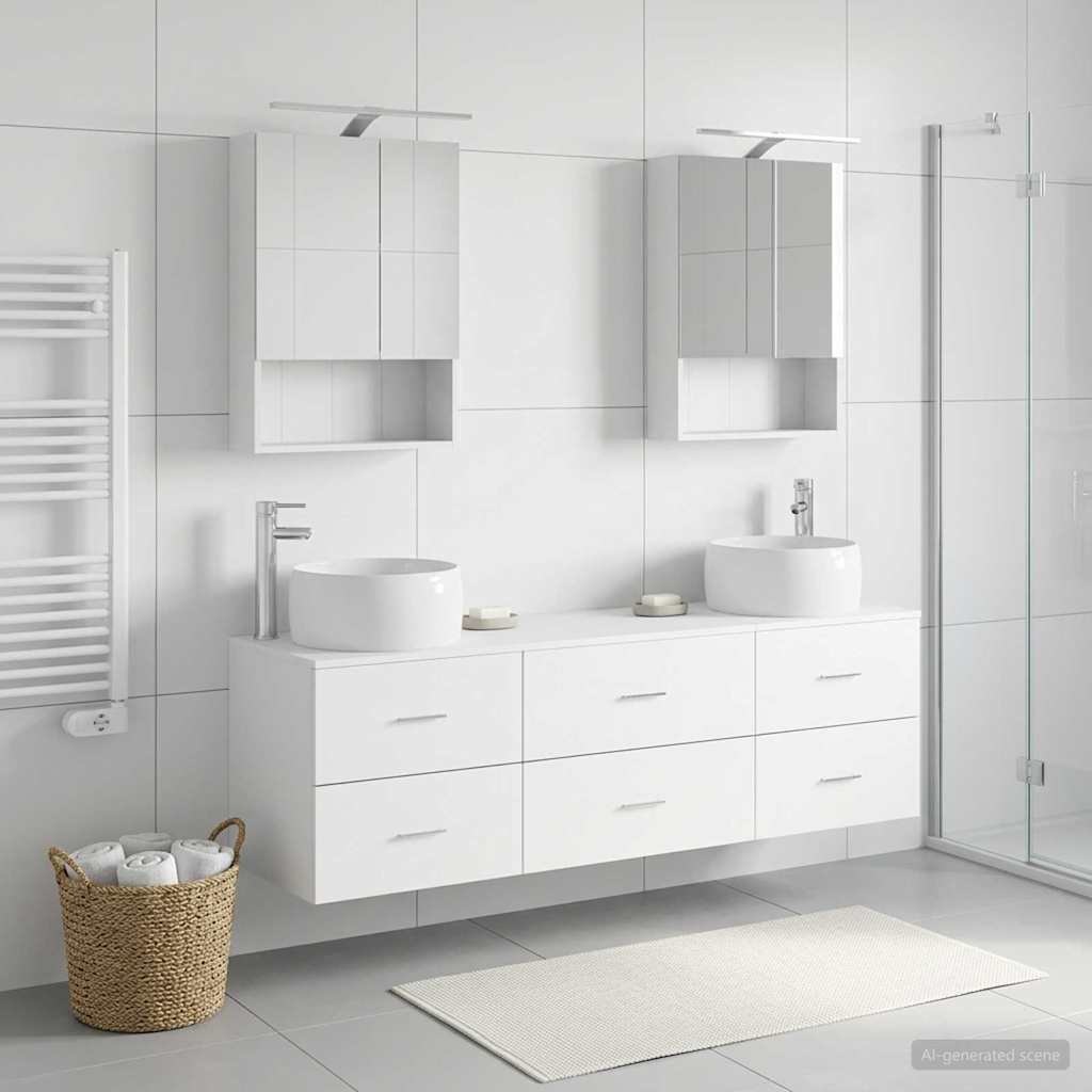 vidaXL Badkamermeubelset 5 pcs Wit Bewerkt hout en glas