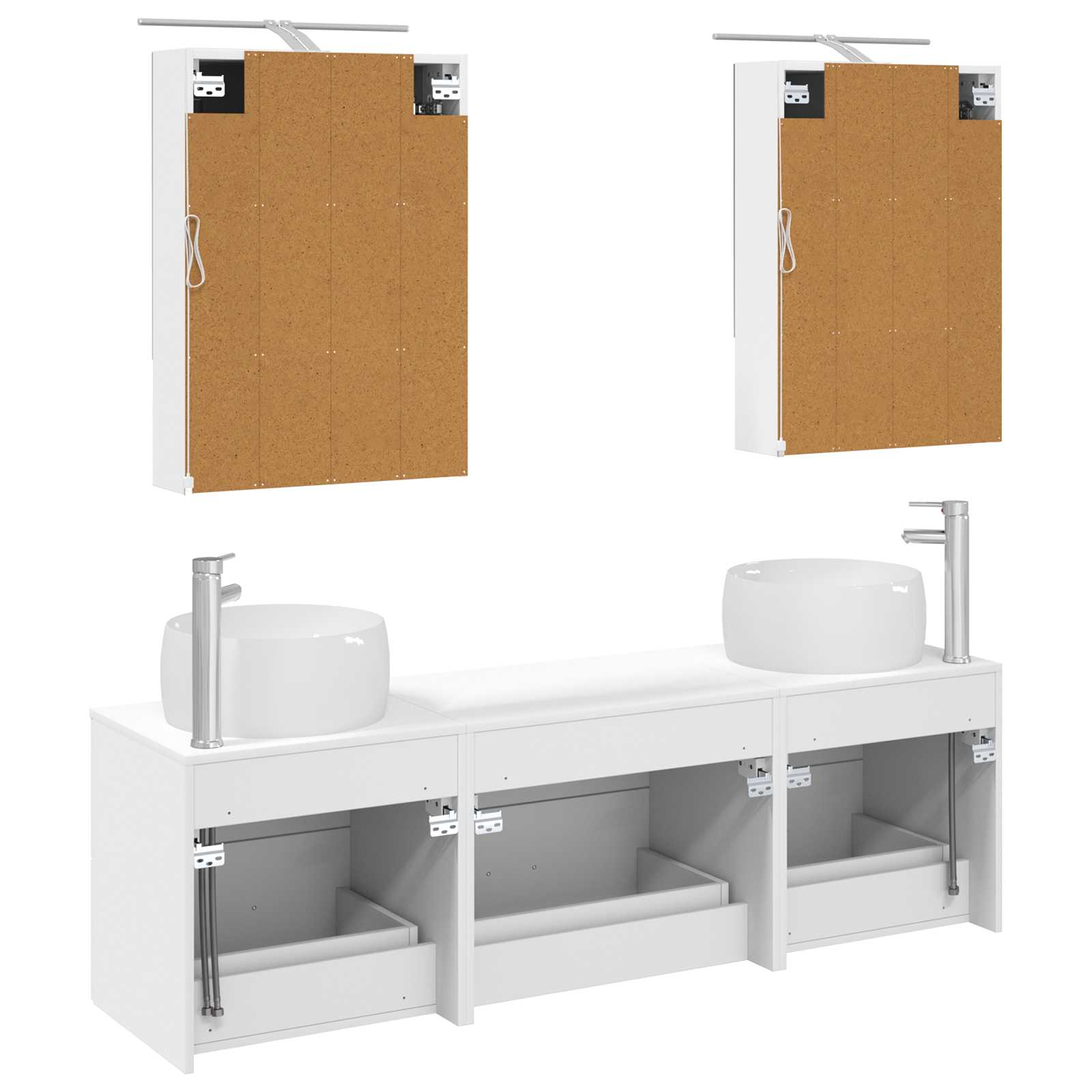 vidaXL Badkamermeubelset 5 pcs Wit Bewerkt hout en glas
