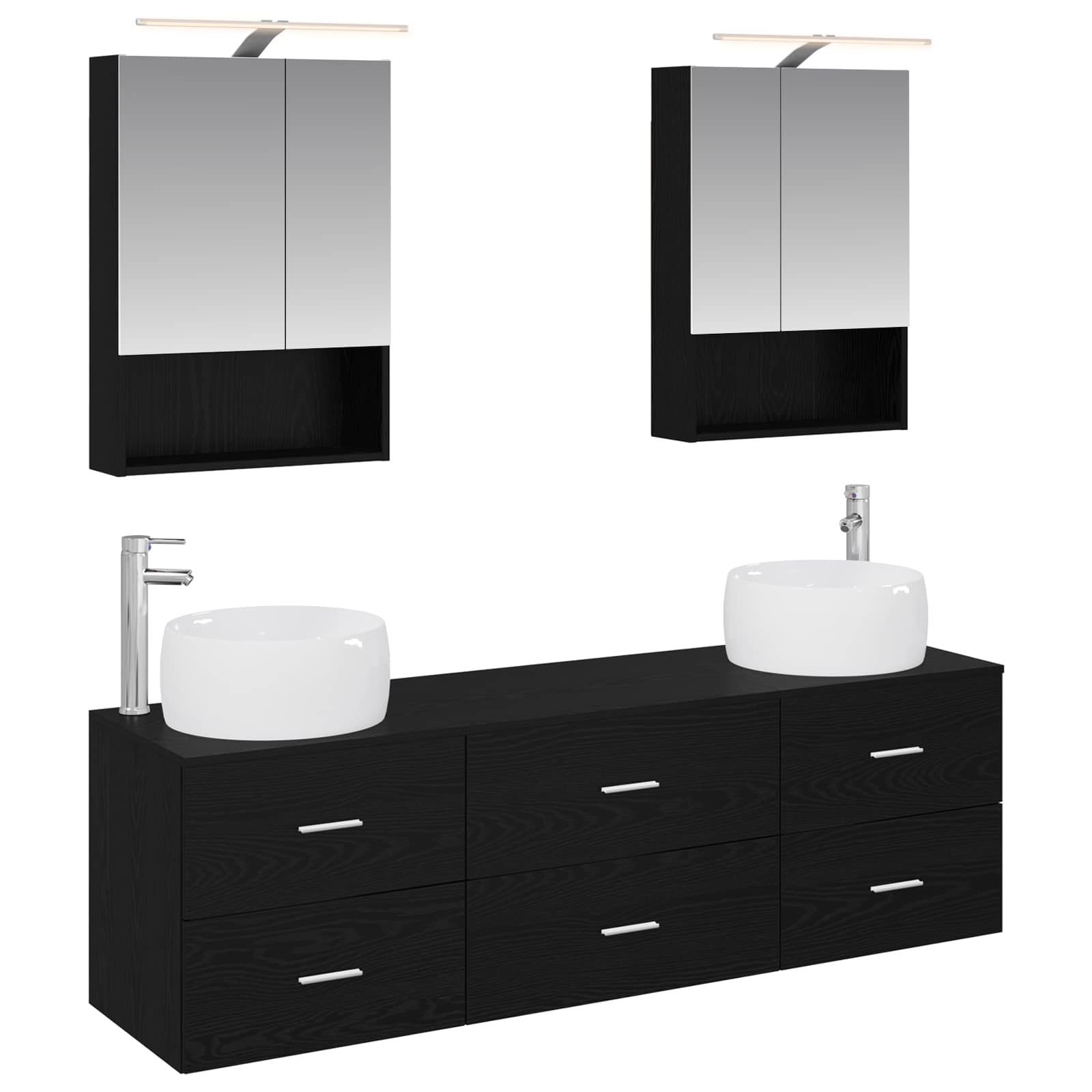 vidaXL Badkamermeubelset 5 pcs Wit Bewerkt hout en glas