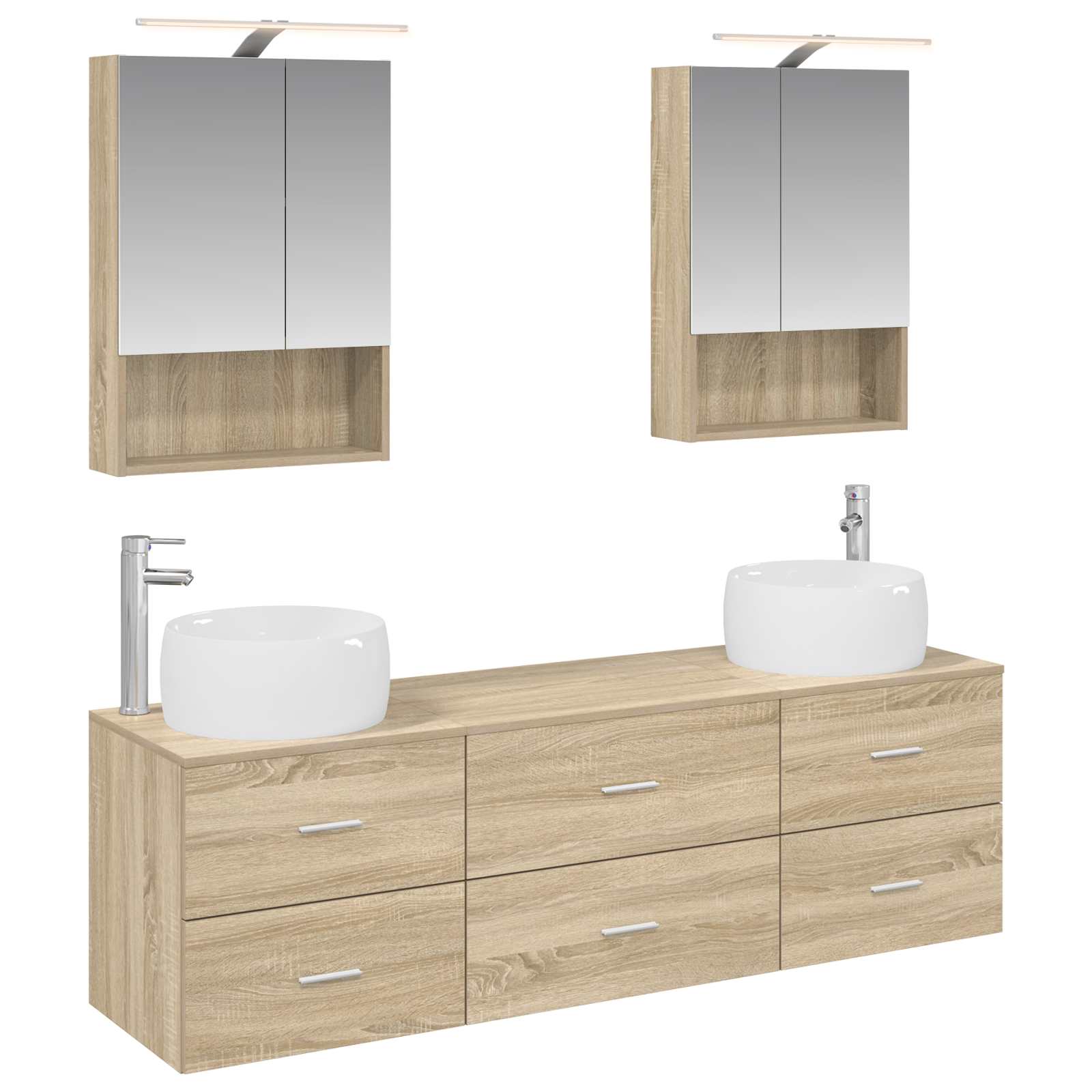 vidaXL Badkamermeubelset 5 pcs Wit Bewerkt hout en glas