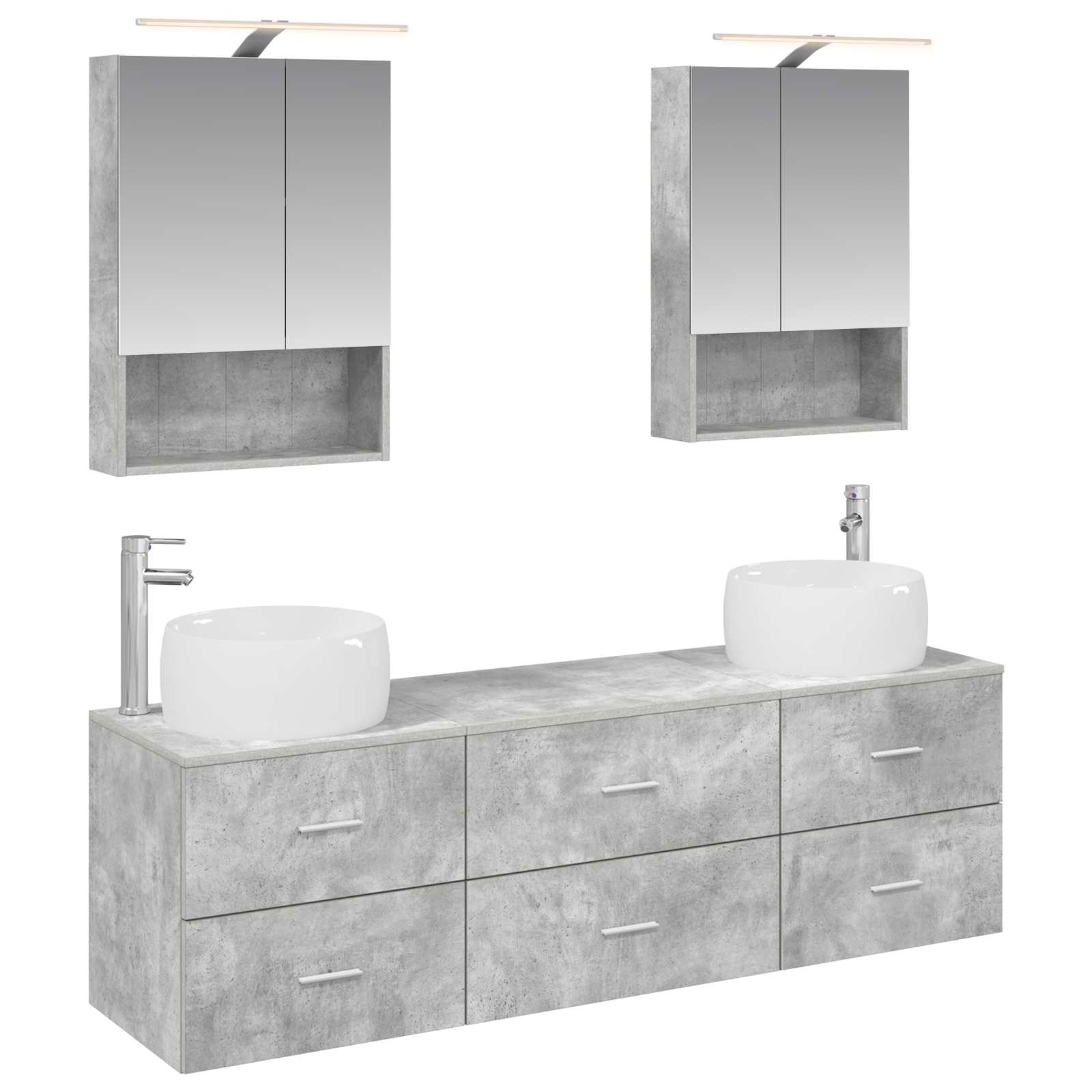 vidaXL Badkamermeubelset 5 pcs Wit Bewerkt hout en glas