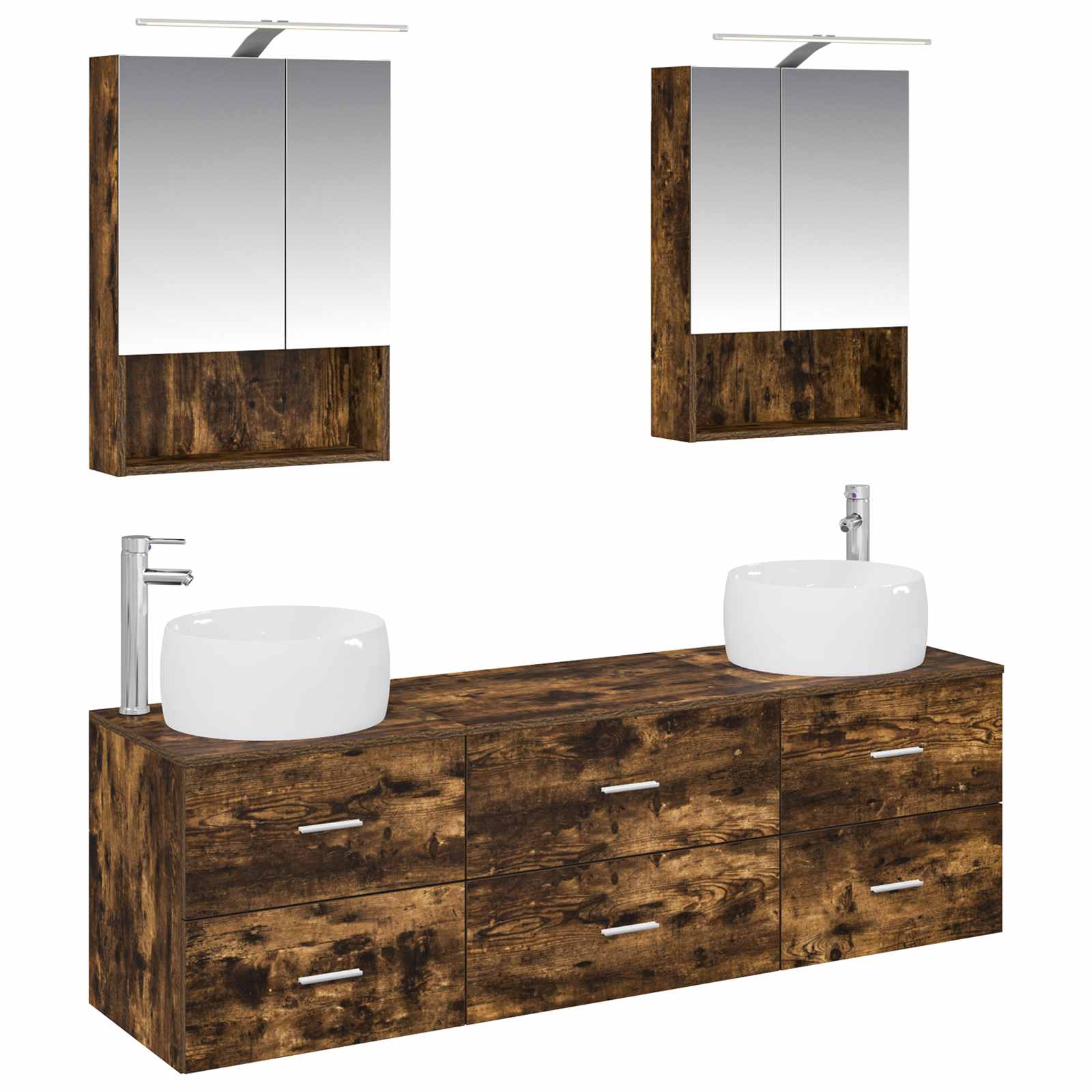 vidaXL Badkamermeubelset 5 pcs Wit Bewerkt hout en glas